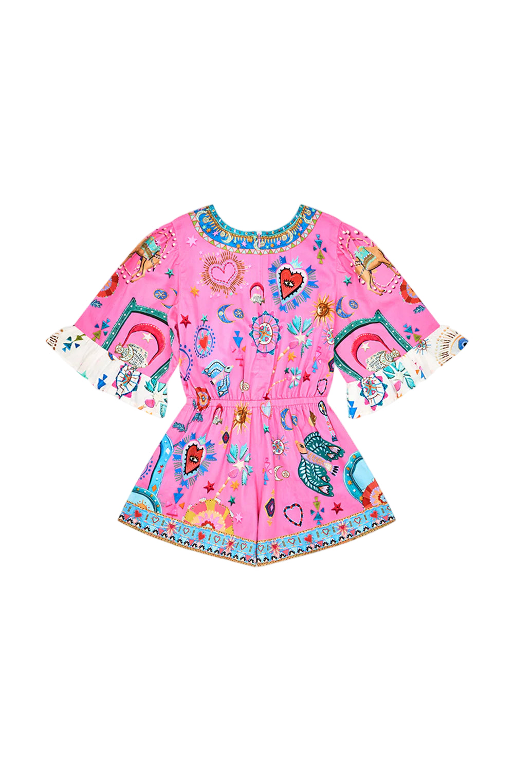 Rainbow Roads Kids Playsuit With Frill Sleeve