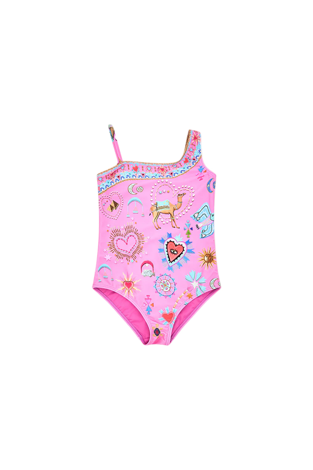 Rainbow Roads Kids One Shoulder One Piece