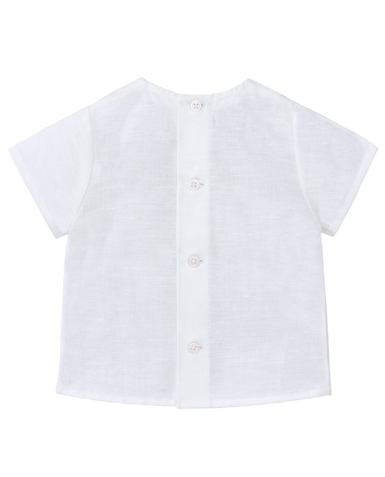Cotton and Linen Baby Blouse and Shorts Set "Cigüeña"