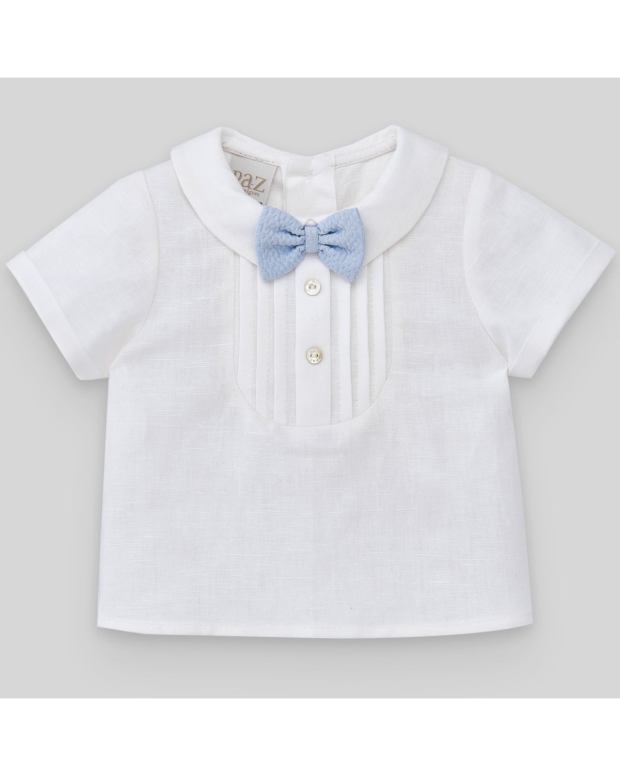 Newborn Blouse and Shorts Set, White/Sky Blue