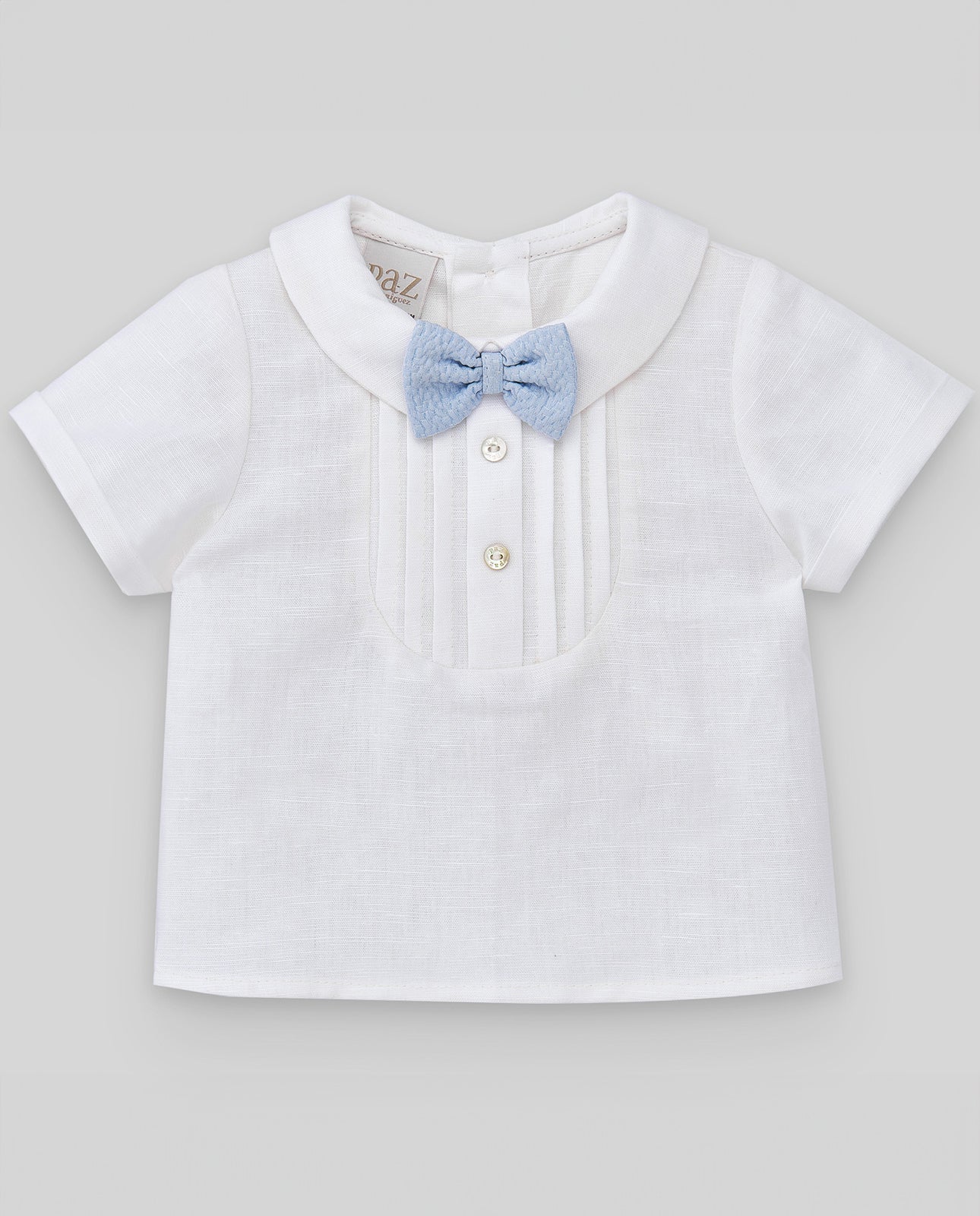 Newborn Blouse and Shorts Set, White/Sky Blue