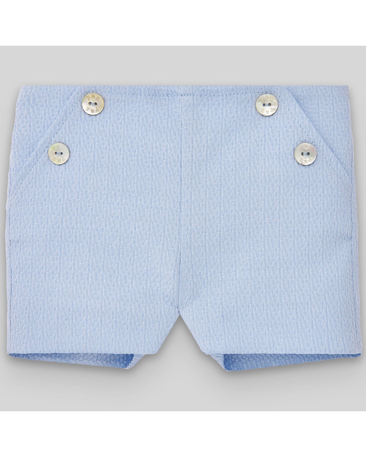 Newborn Blouse and Shorts Set, White/Sky Blue