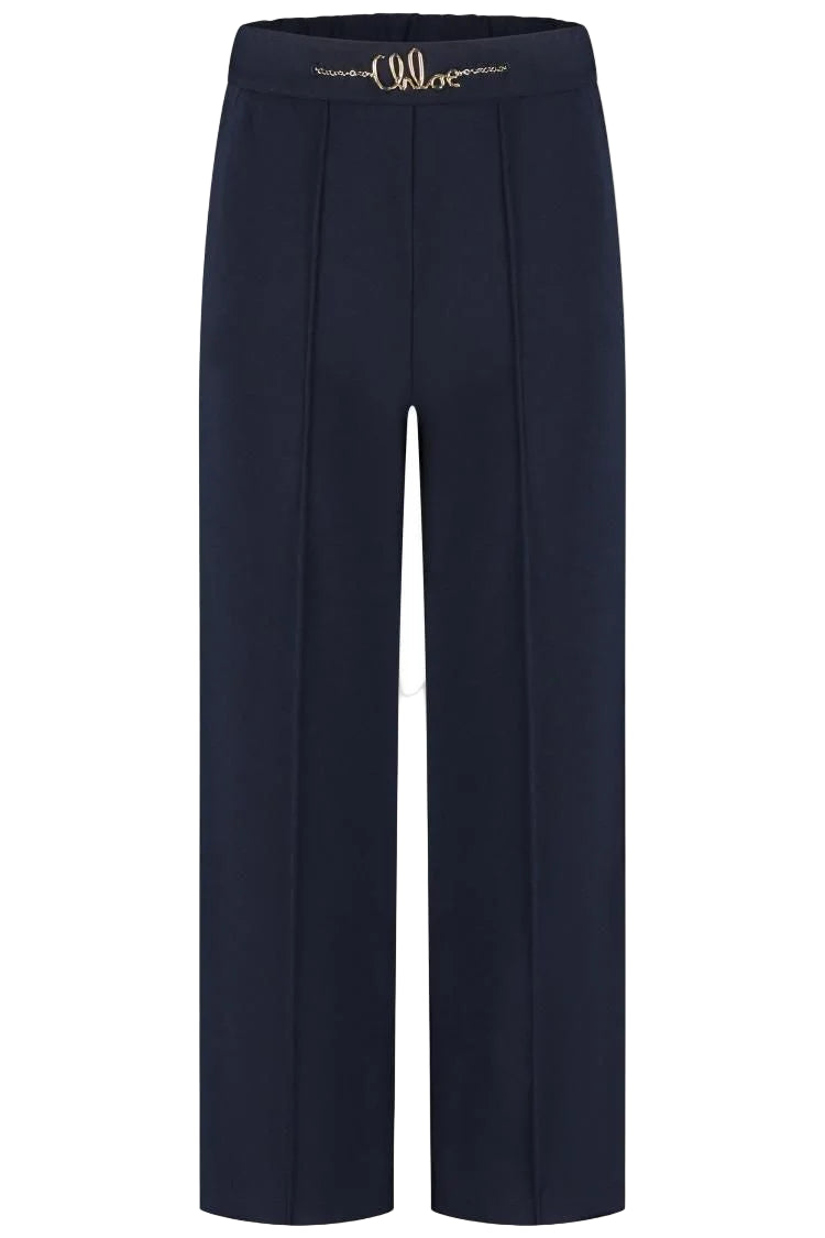 Milano Trousers with Elasticated Waist and Gold Chain Logo Detail Chloe