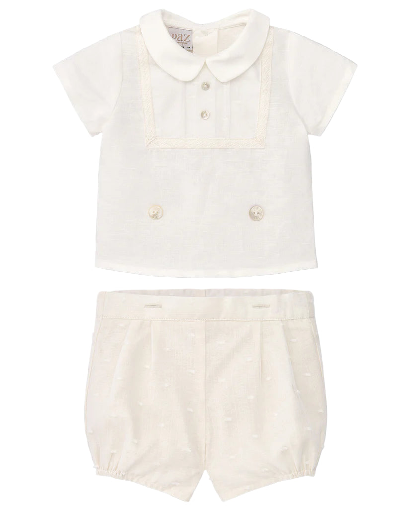 Cream Blouse and Trousers Set Paz Rodriguez