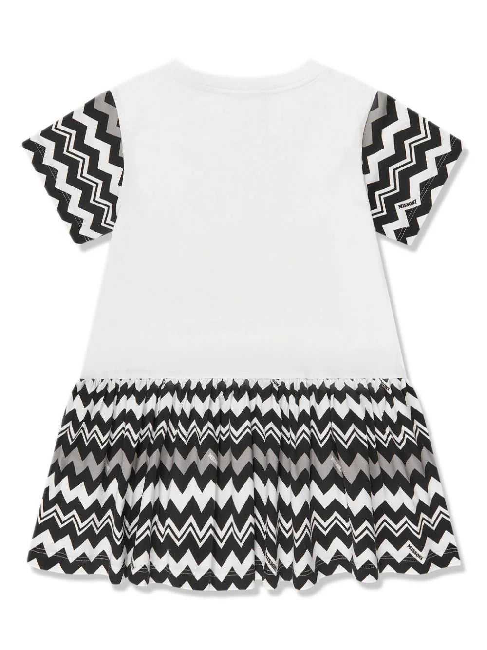 Missoni Kids Short-Sleeved Cotton Dress With Zigzag Inserts And Logo