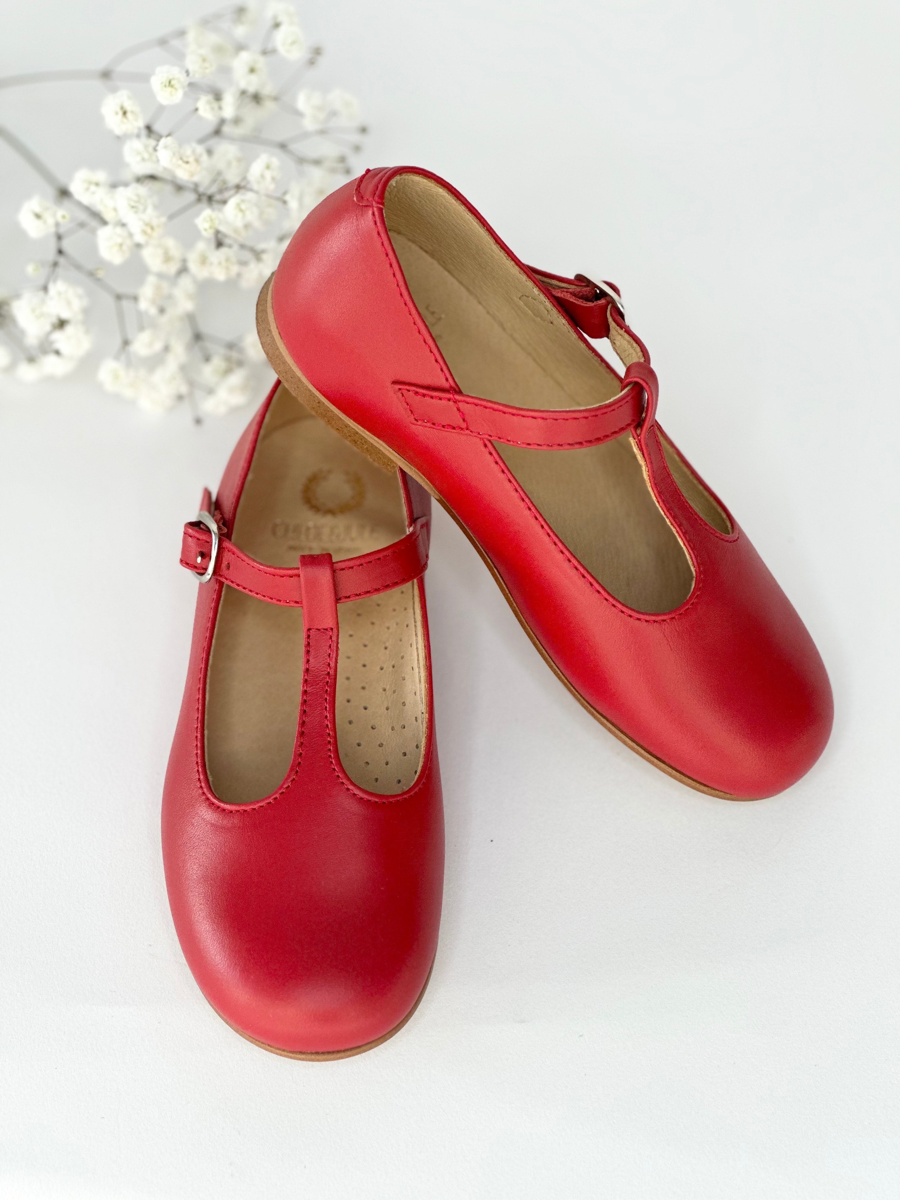 Red T-Bar Mary Janes Chloe & Jule