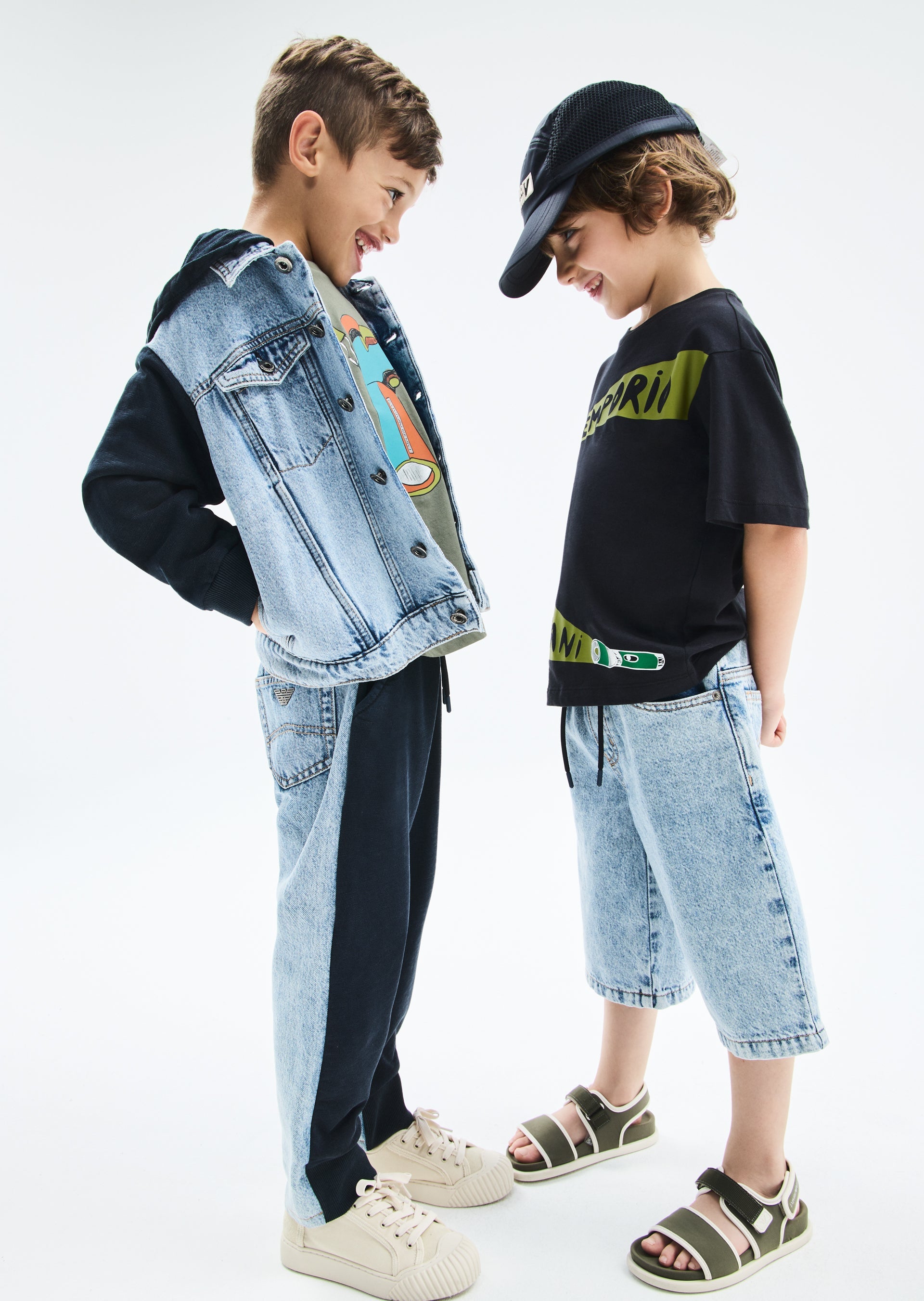 Contrast Denim Wind Breaker Jacket Emporio Armani