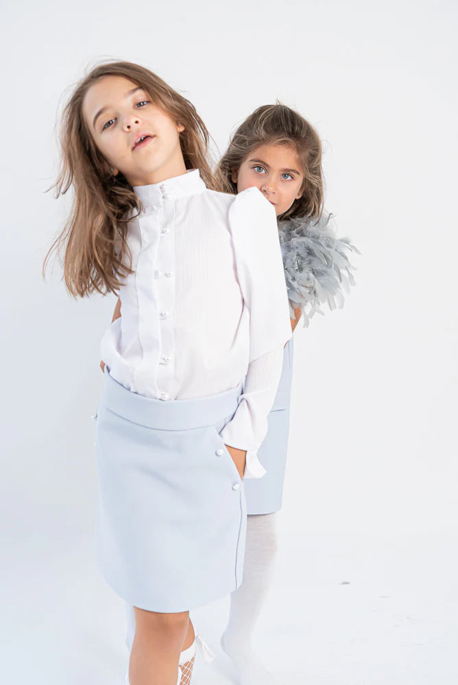 Skylar Skirt – Textured Crepe with Pearl Detailing