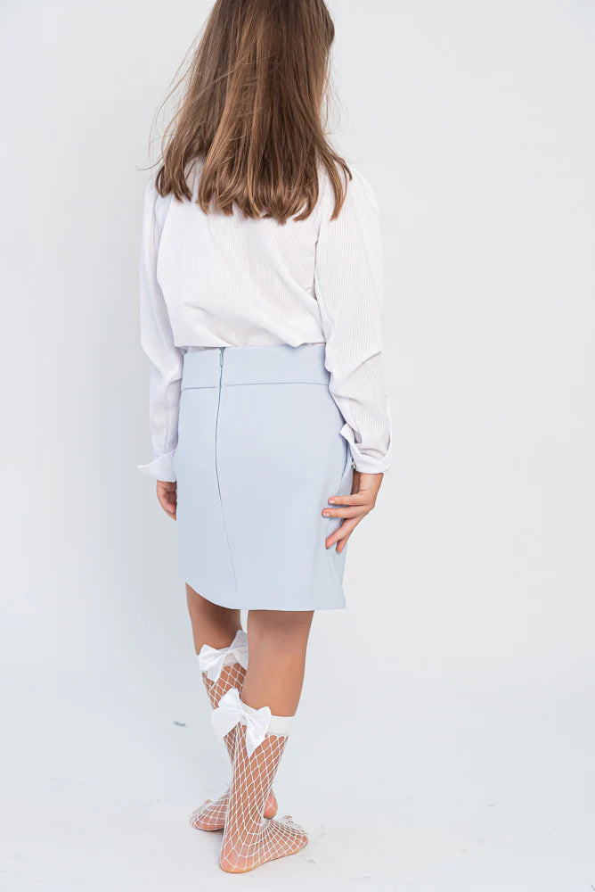 Skylar Skirt – Textured Crepe with Pearl Detailing