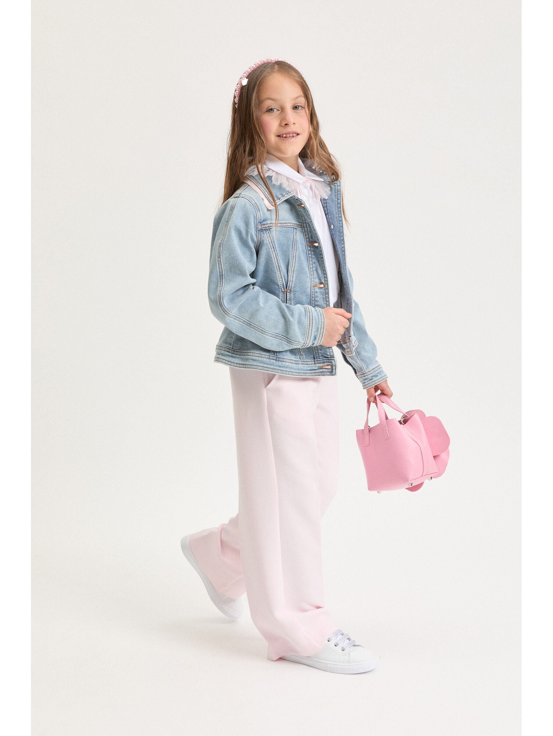 Rhinestone Denim Jacket Monnalisa