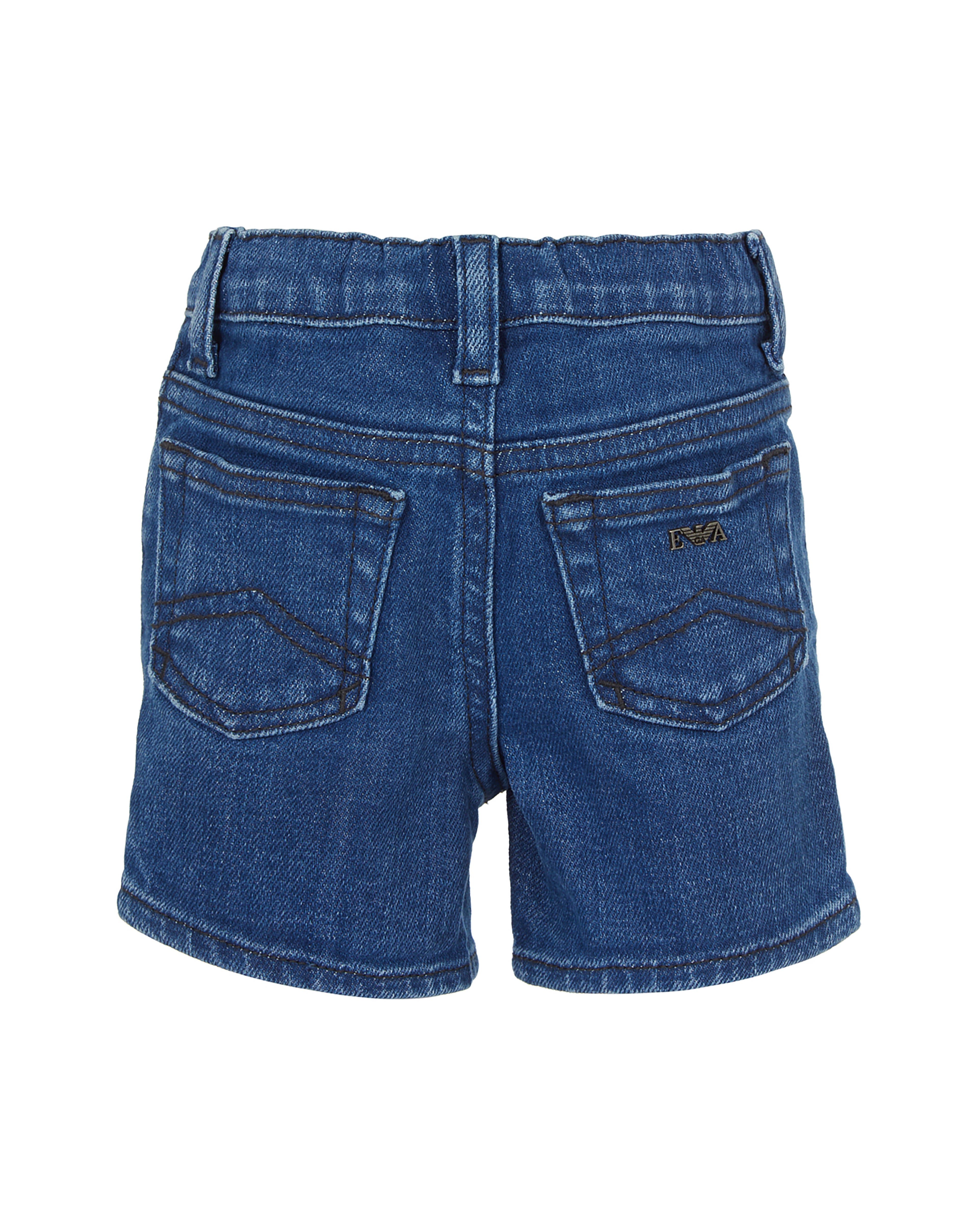 Denim Bermuda Shorts with Elasticated Waist and Logo Detail