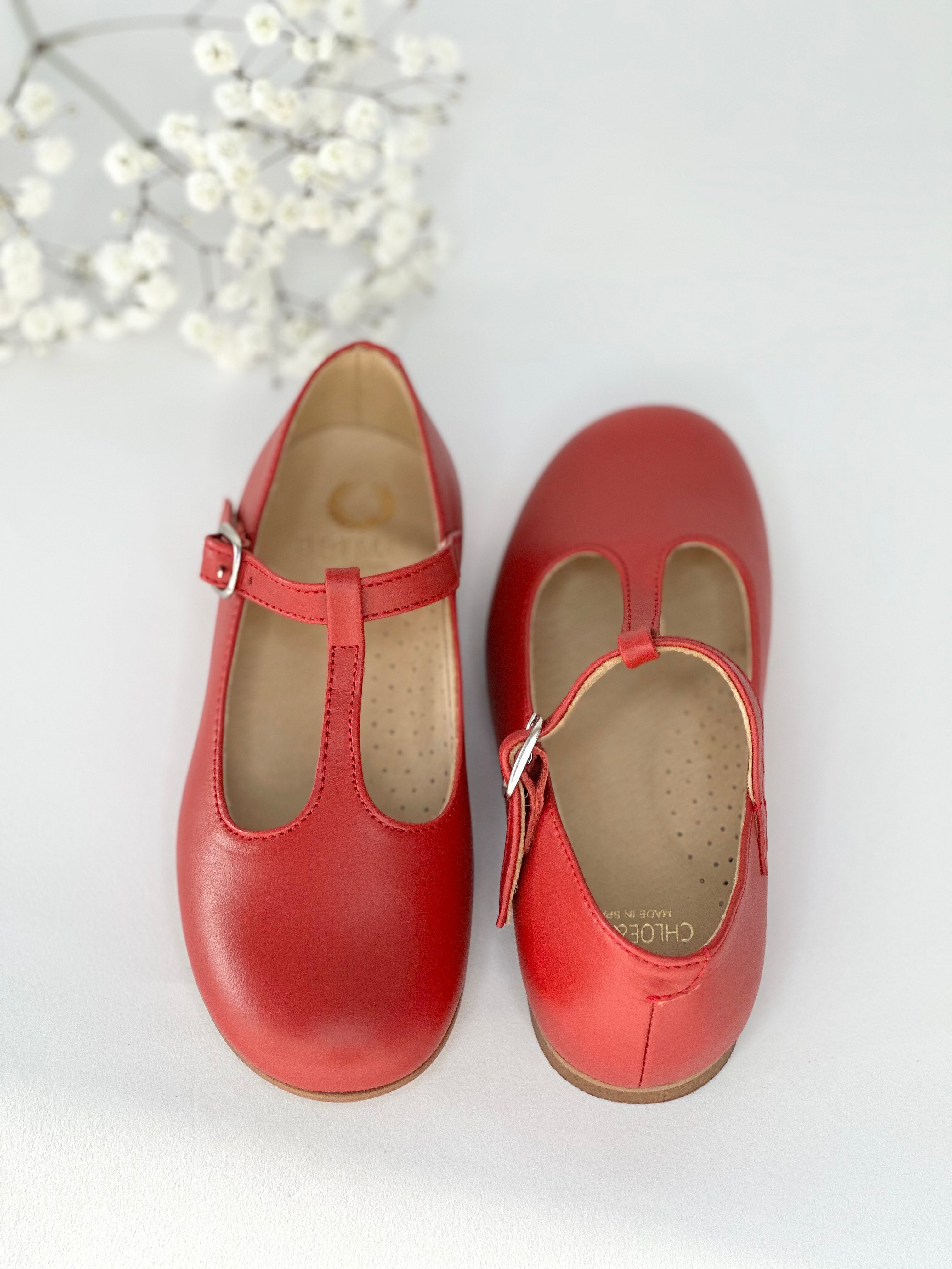 Red T-Bar Mary Janes Chloe & Jule