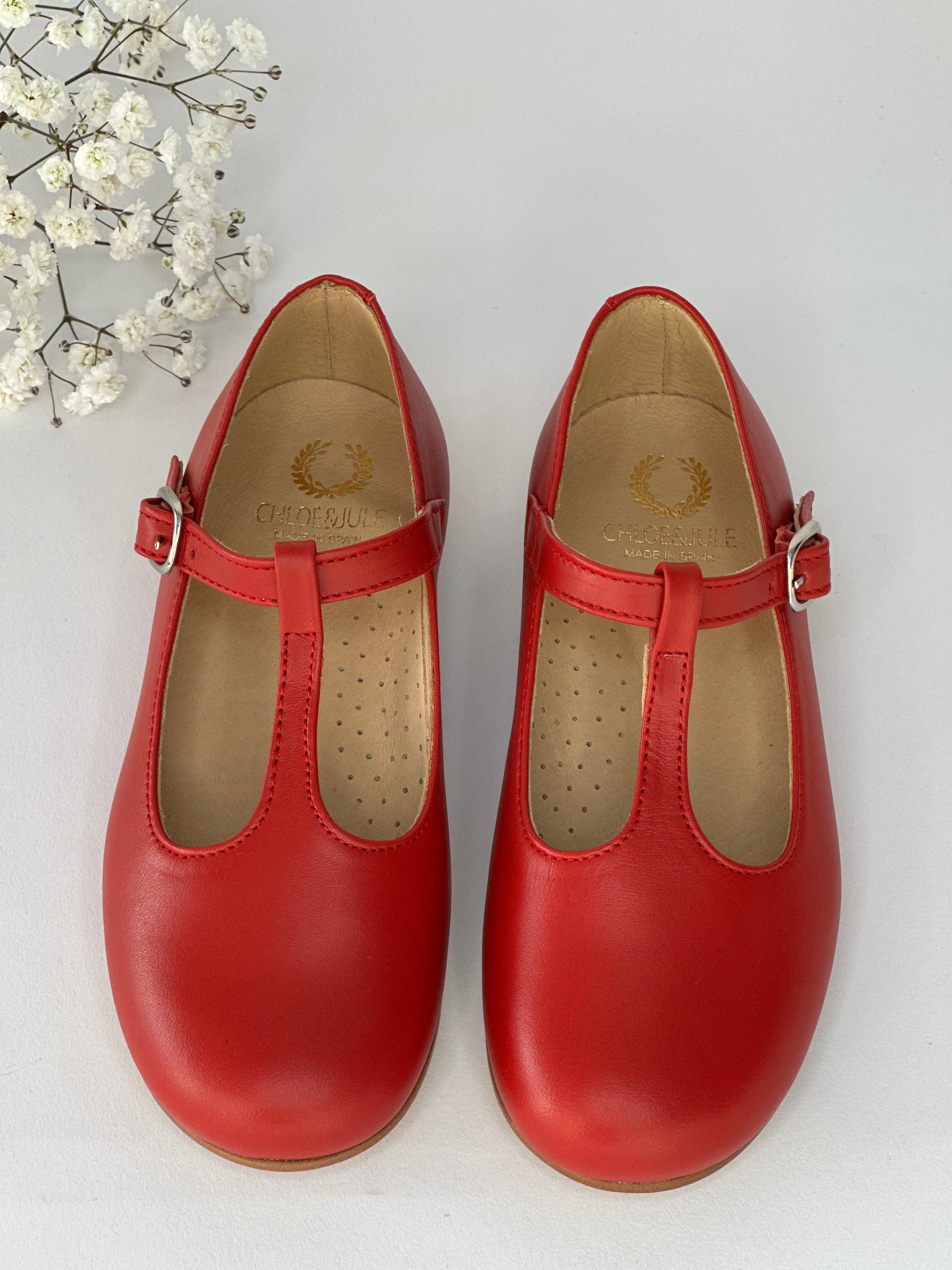 Red T-Bar Mary Janes Chloe & Jule