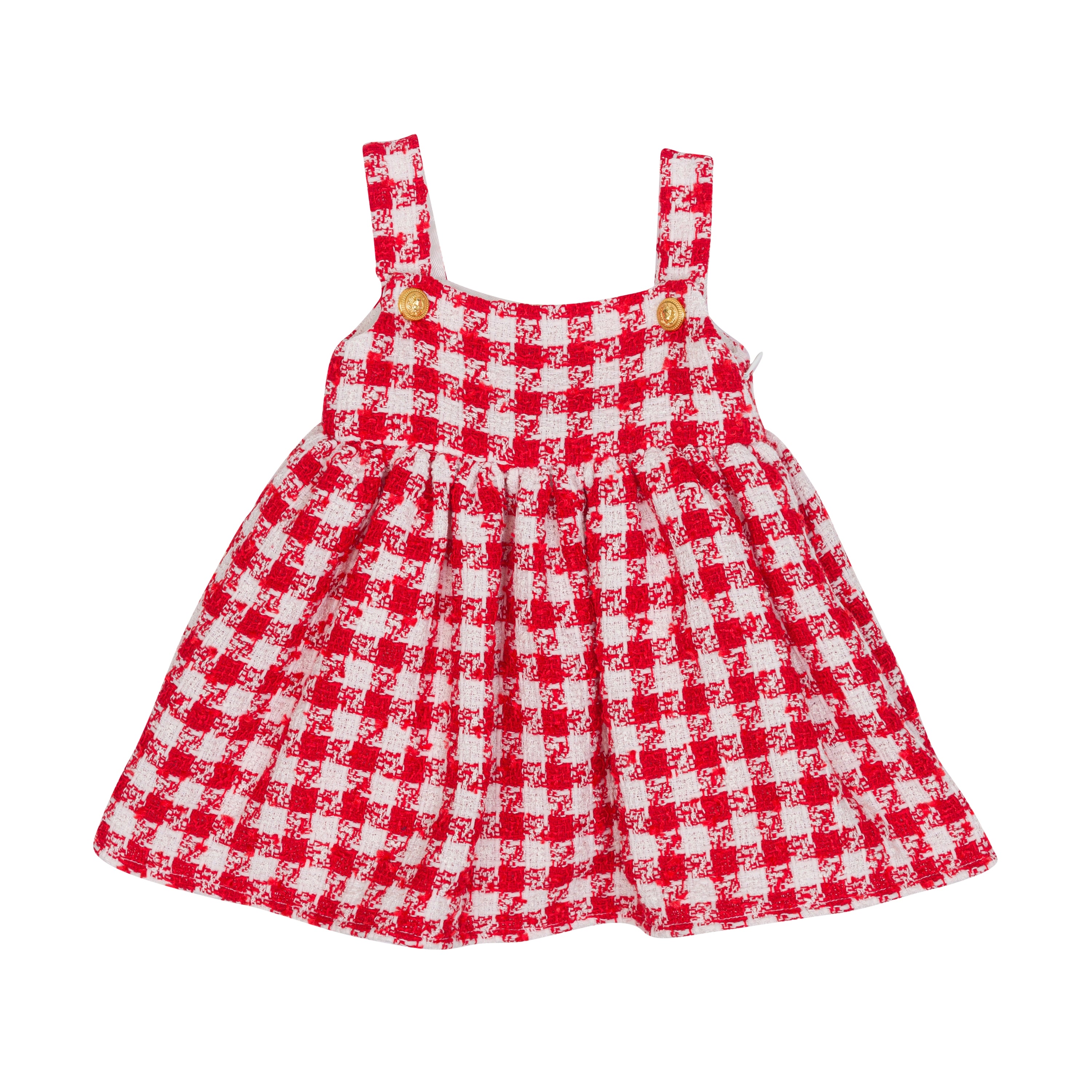 Red & White Tweed Pinafore Dress