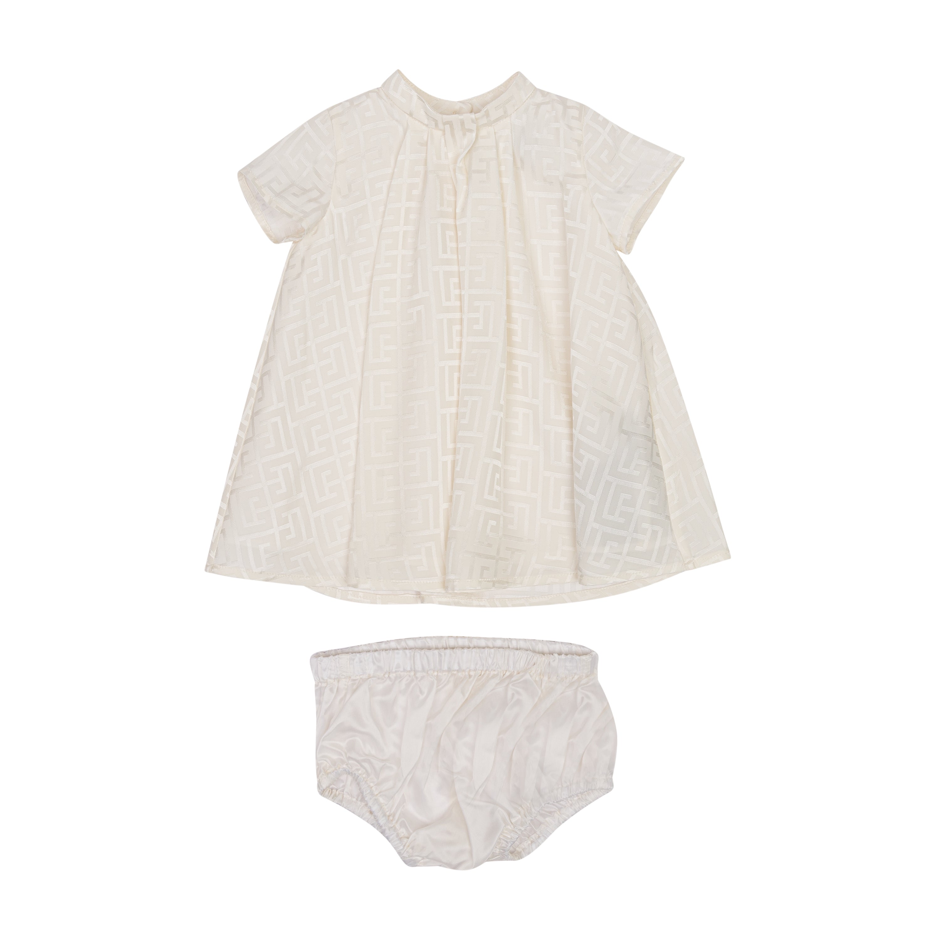 Baby Pleated Dress with Bloomers – Ivory