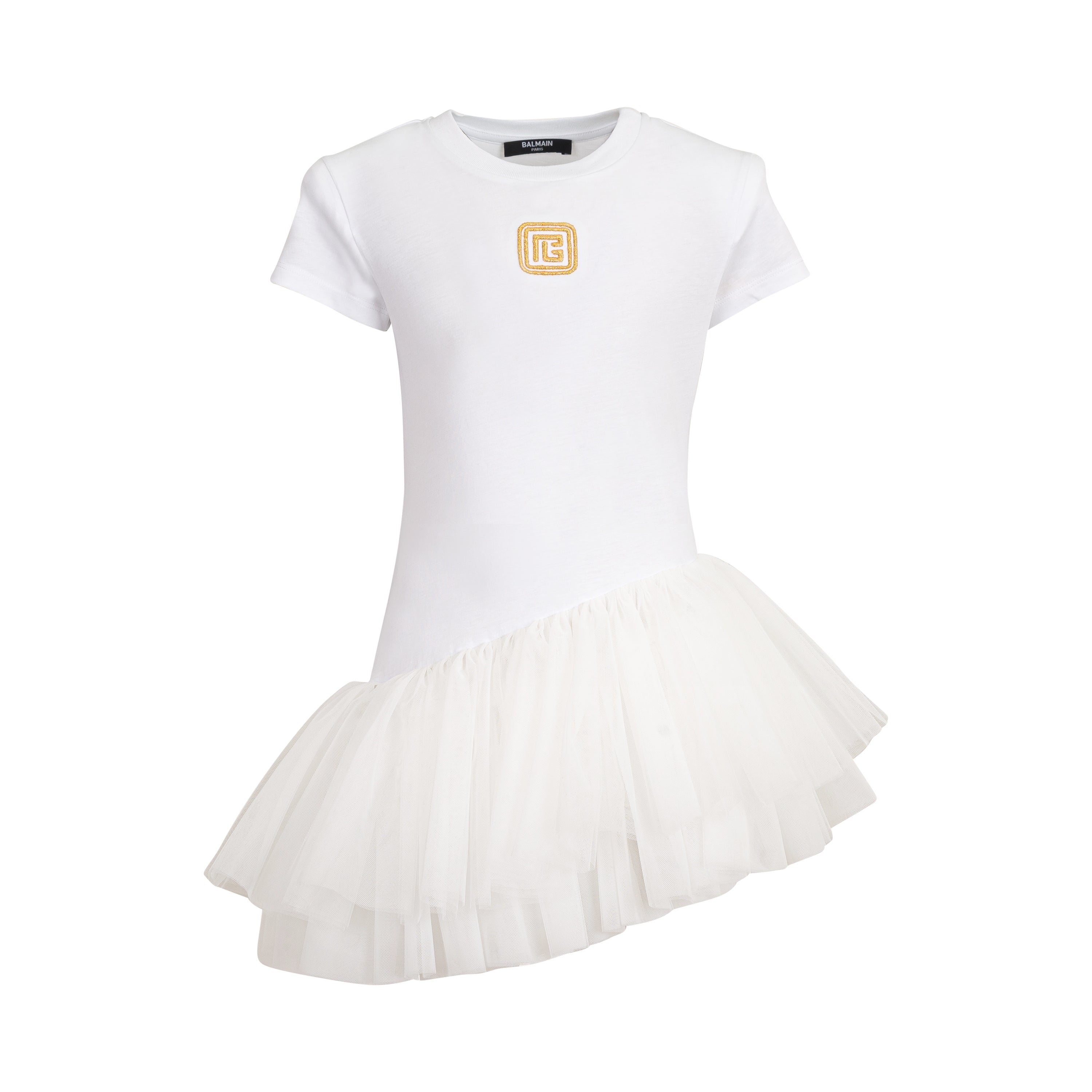 Asymmetrical Tulle Dress – White