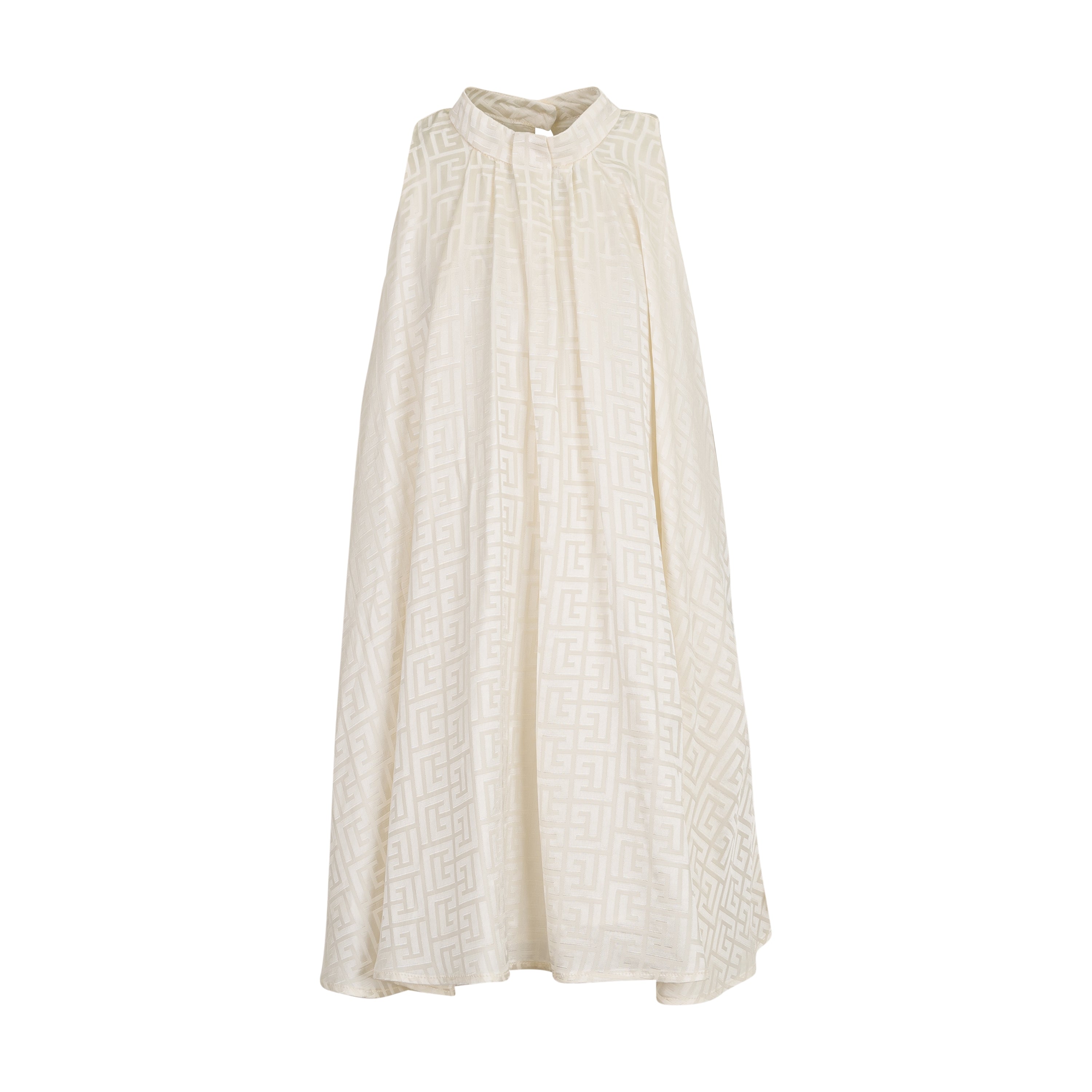 Girls Sleeveless Monogram Dress In Ivory