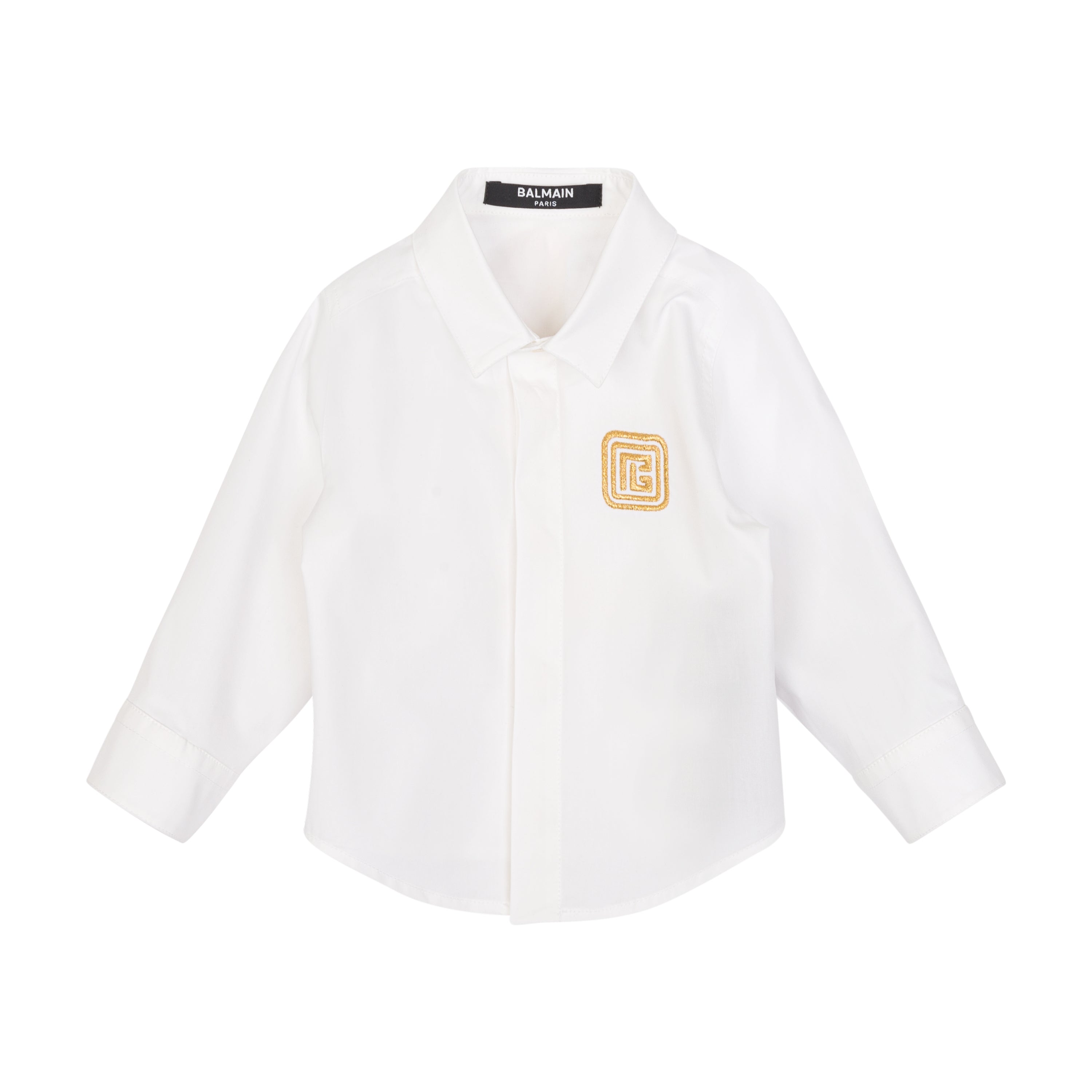 Classic Embroidered Long-Sleeve Shirt – White