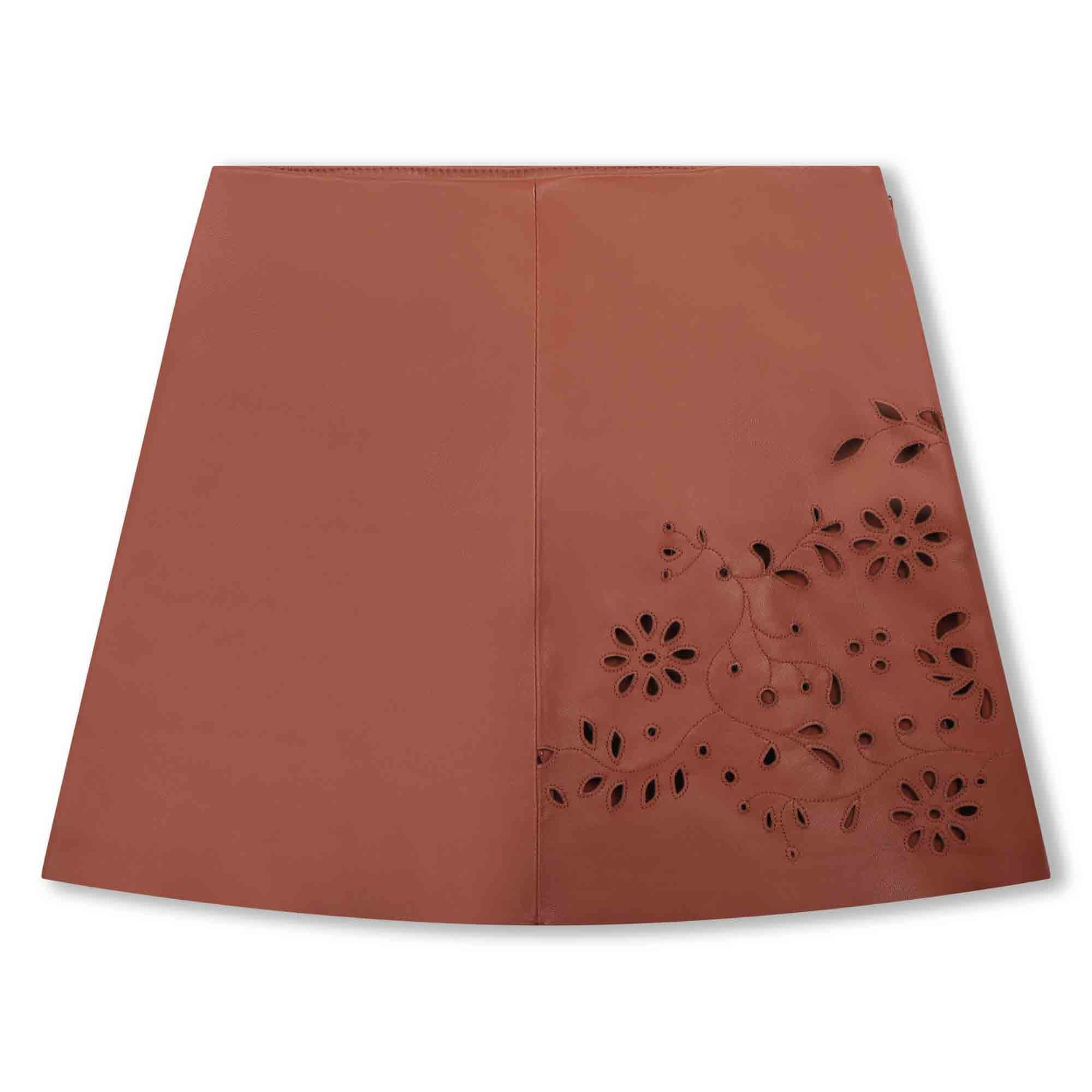 Leather Embroidered Skirt