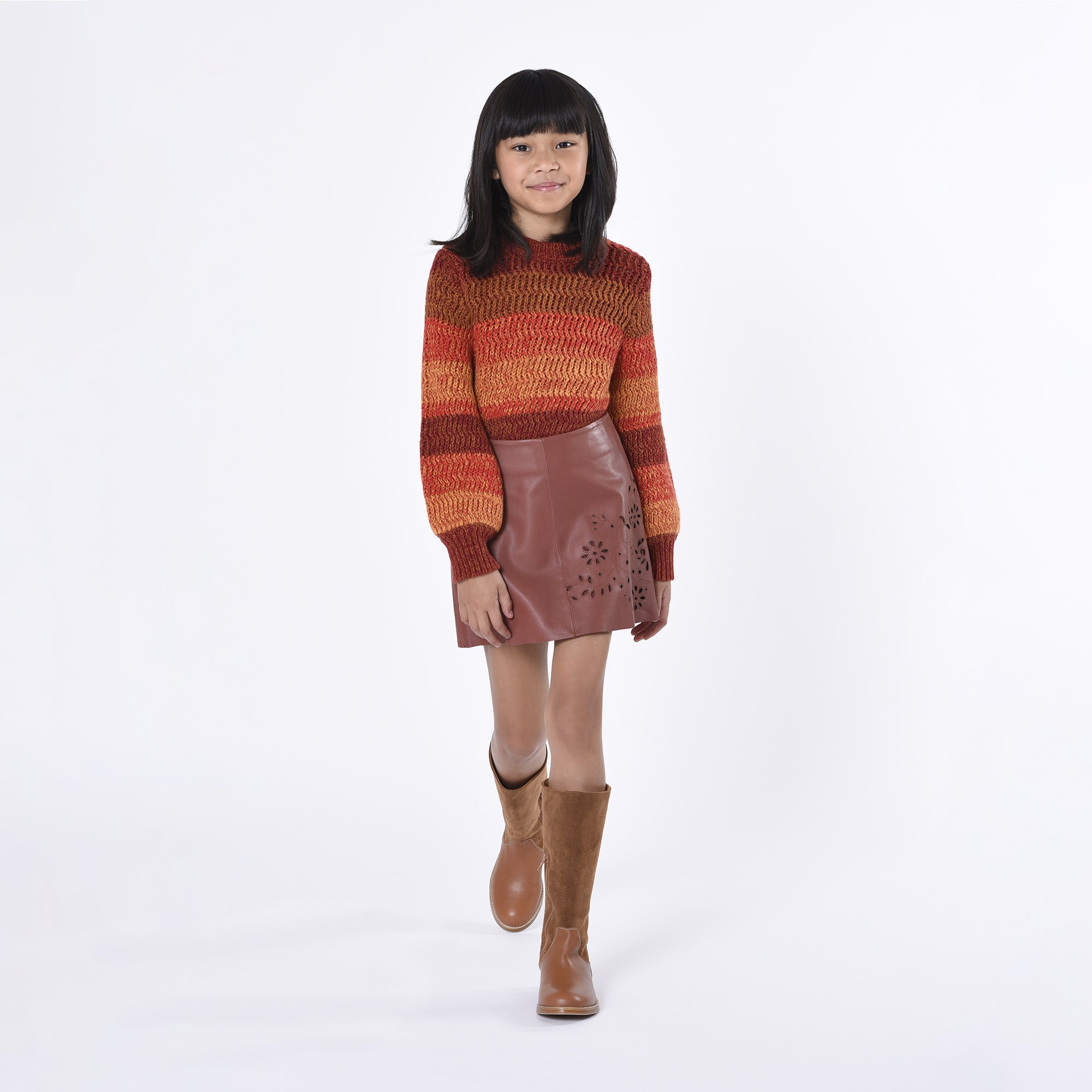 Leather Embroidered Skirt