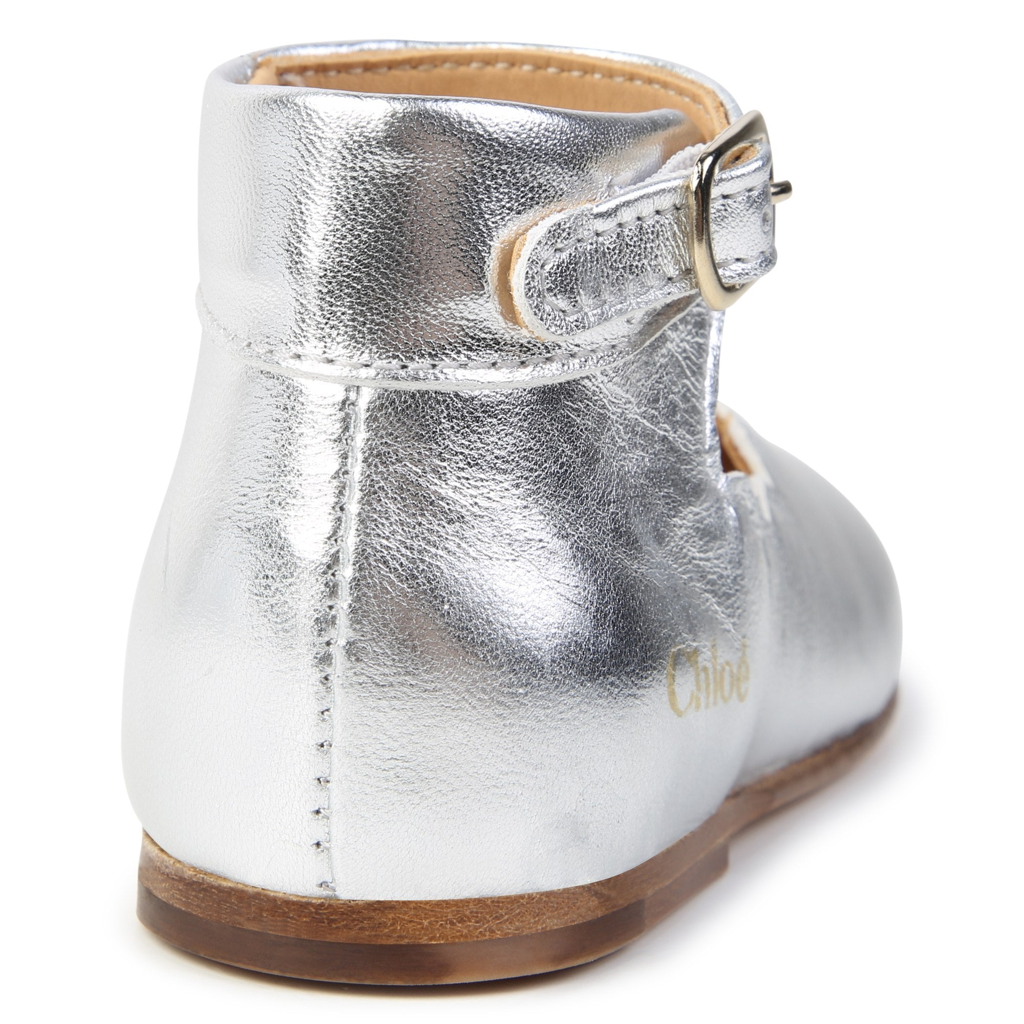 Cow Leather Ballerina Shoes with Scalloped Cut Outs Chloe