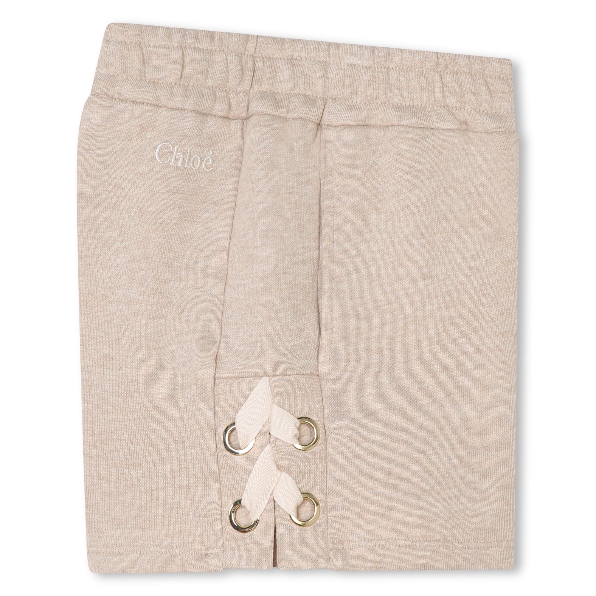 Mottled French Terry Shorts with Side Lacing and Gold Details