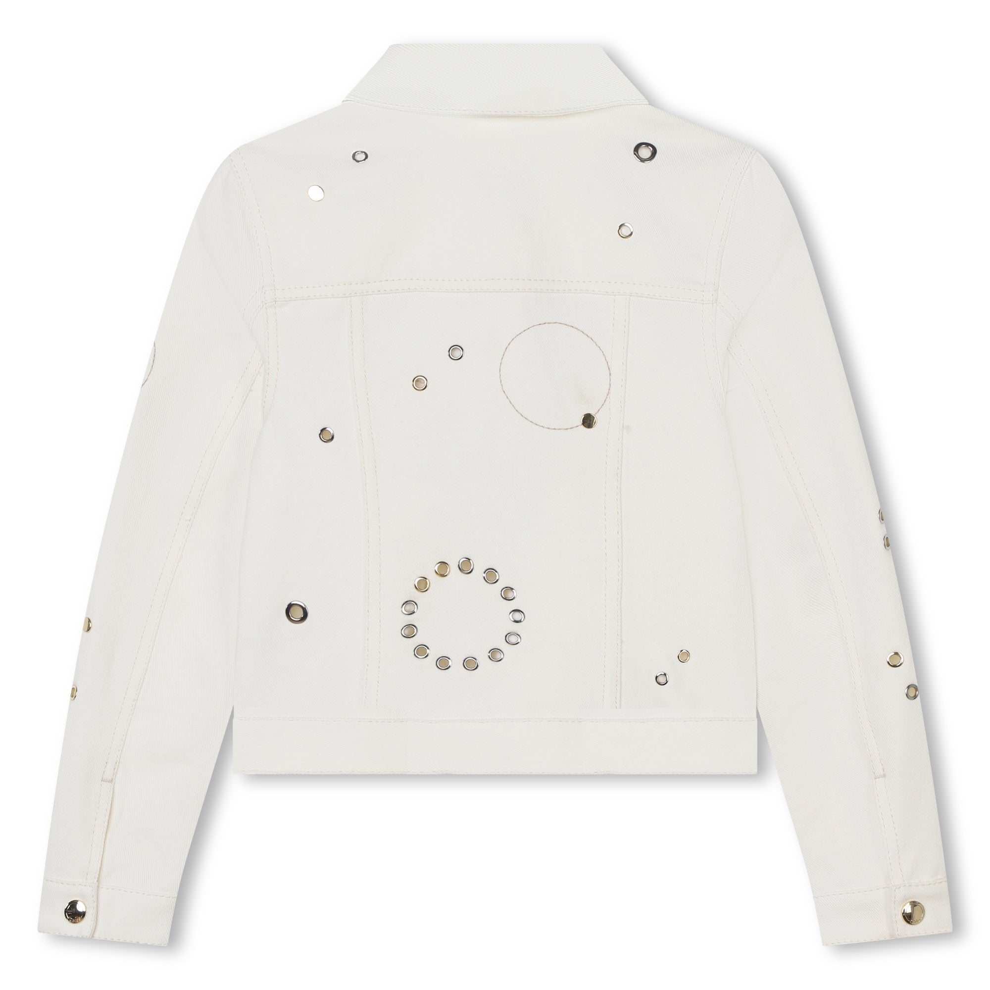 Light Twill Denim Jacket with Eyelet and Rivet Detail