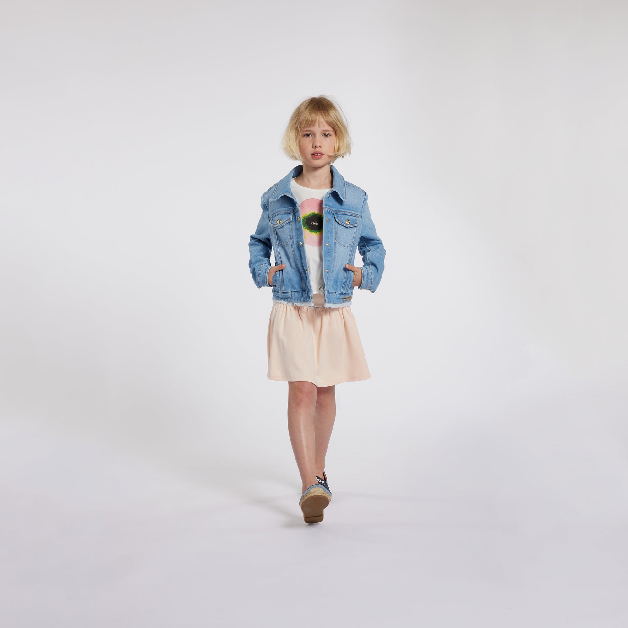 Denim Jacket with Golden Embroidery Chloe
