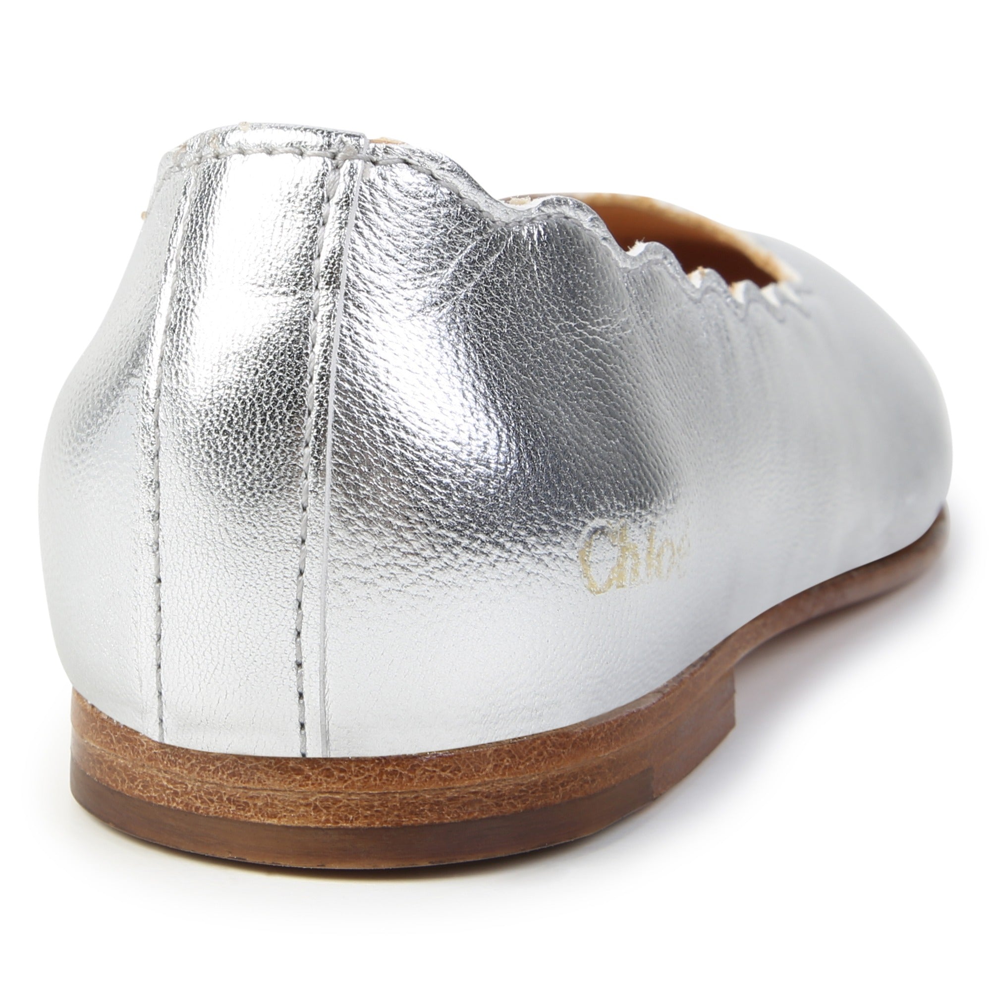 Leather Ballerina Shoes with Shell Cutout