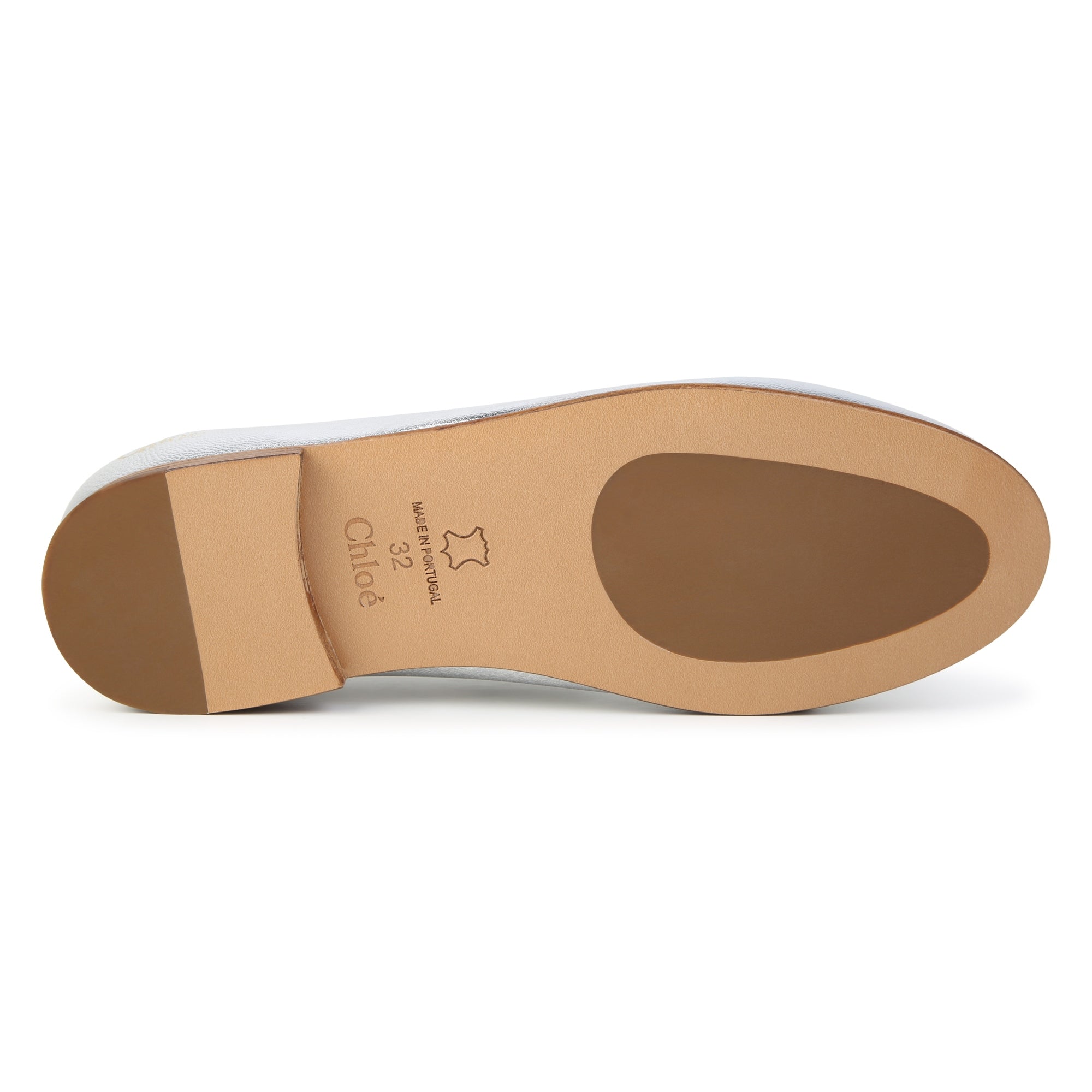 Leather Ballerina Shoes with Shell Cutout