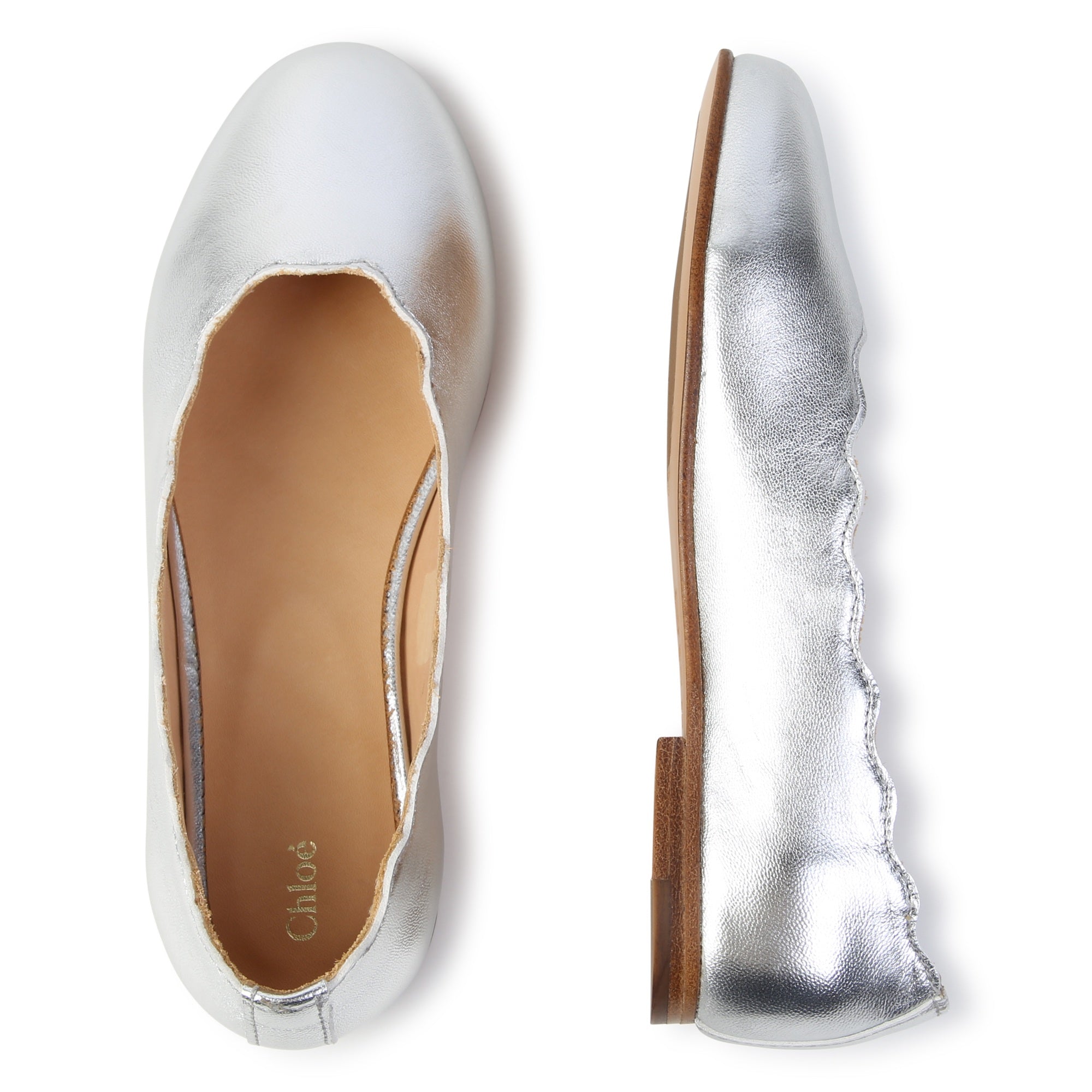 Leather Ballerina Shoes with Shell Cutout Chloe