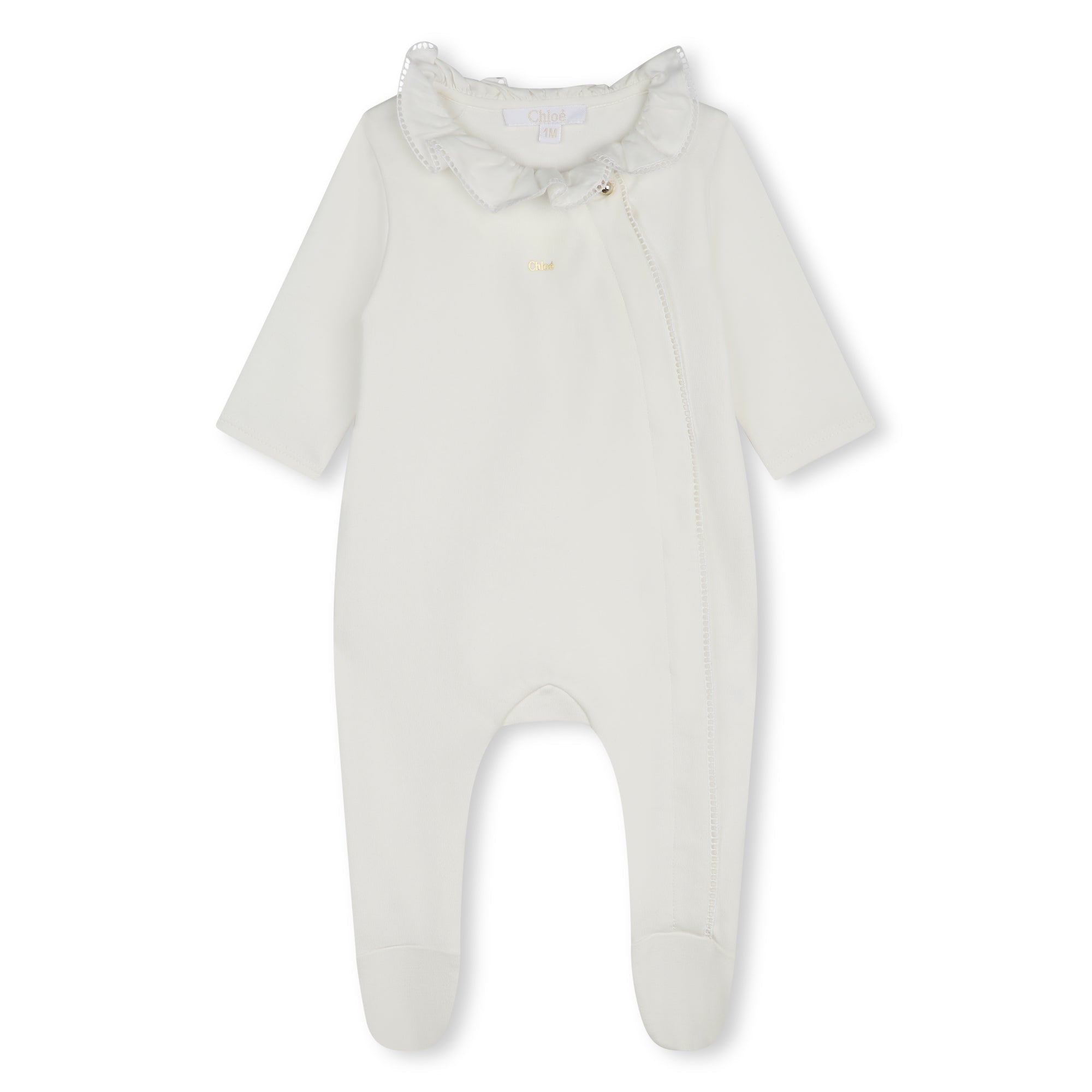 Organic Cotton Pyjamas and Bib Set with Golden Trims Chloe