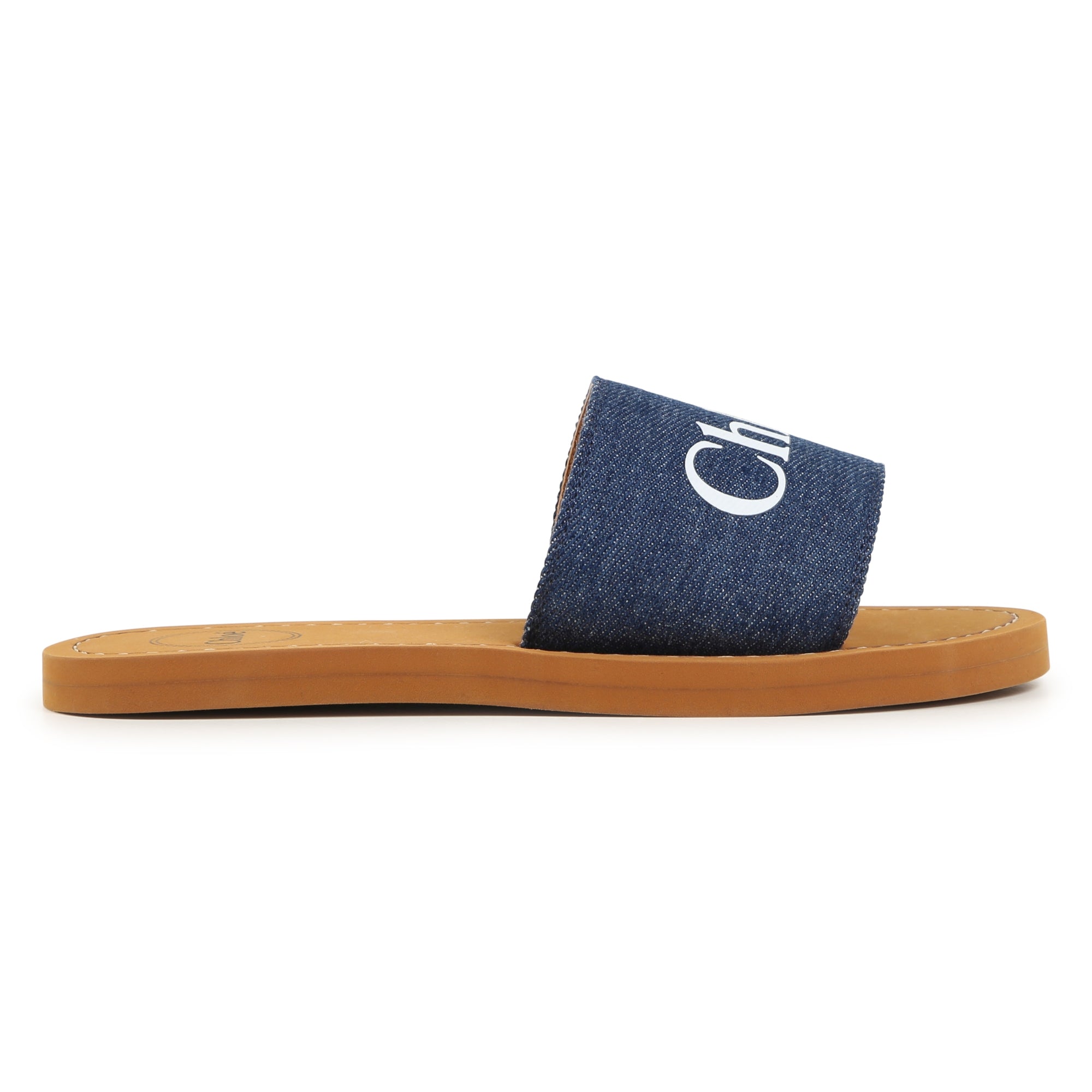 Denim Blue Aqua Slides Chloe