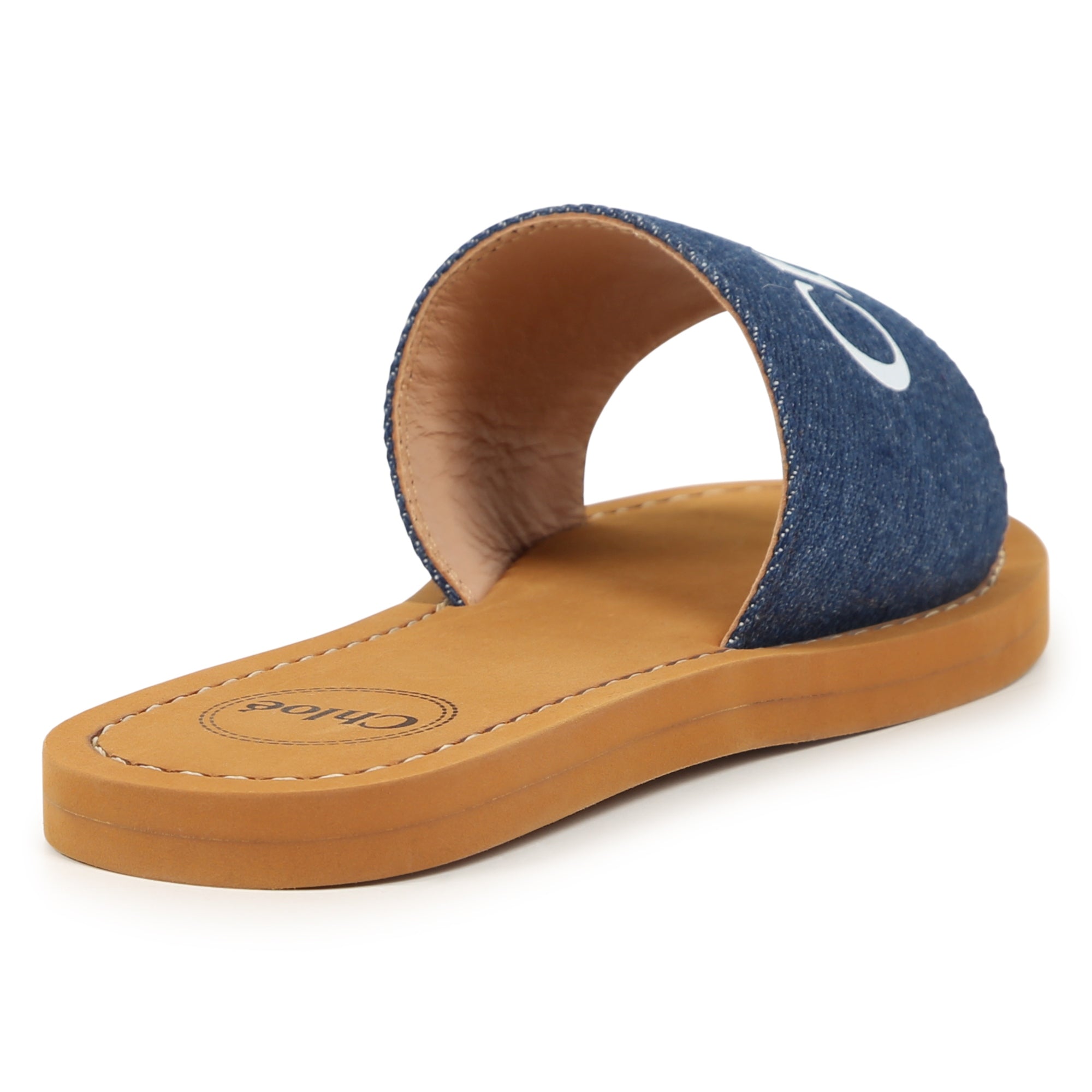 Denim Blue Aqua Slides Chloe