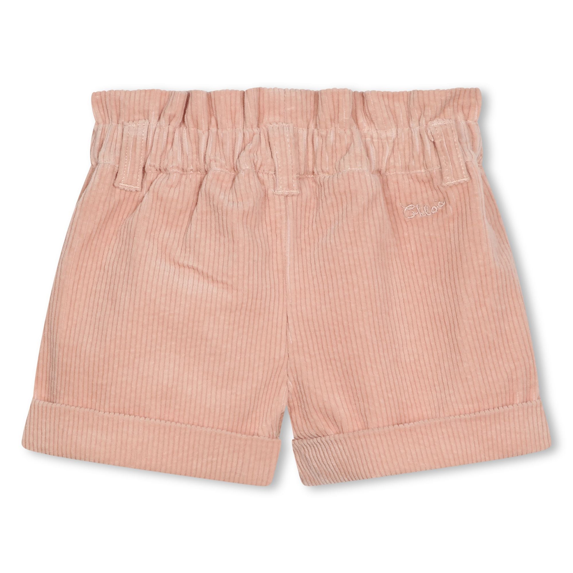 Pale Pink Velvet Embroidered Shorts