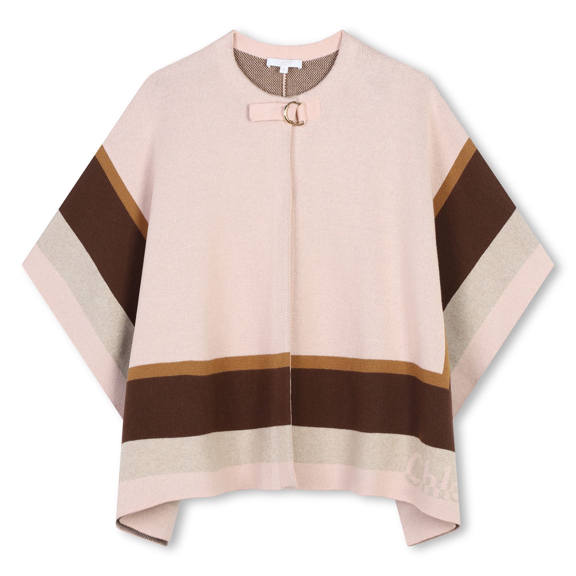 Washed Pink Knitted Cape with Golden Buckle Chloe