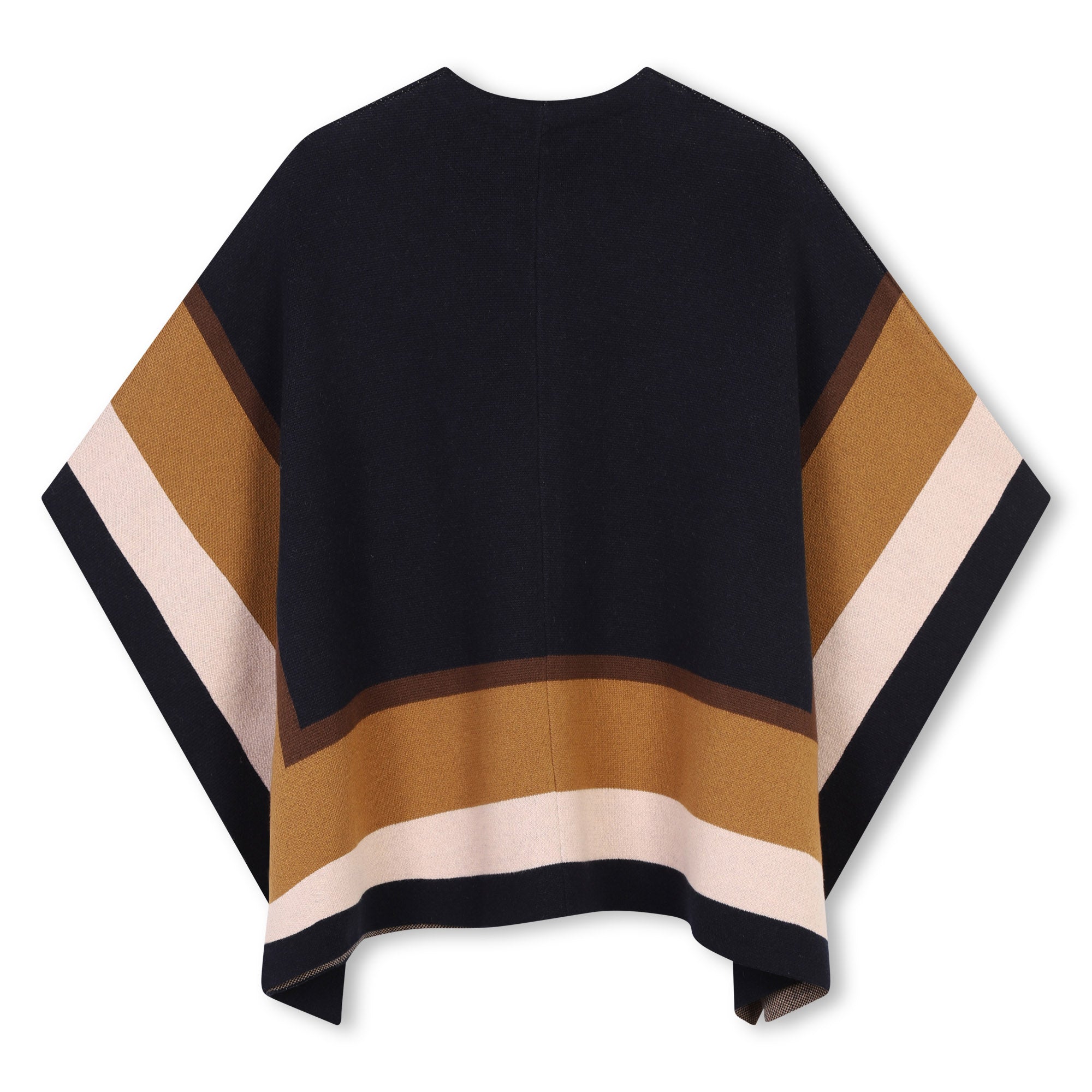 Navy Knitted Cape with Golden Buckle
