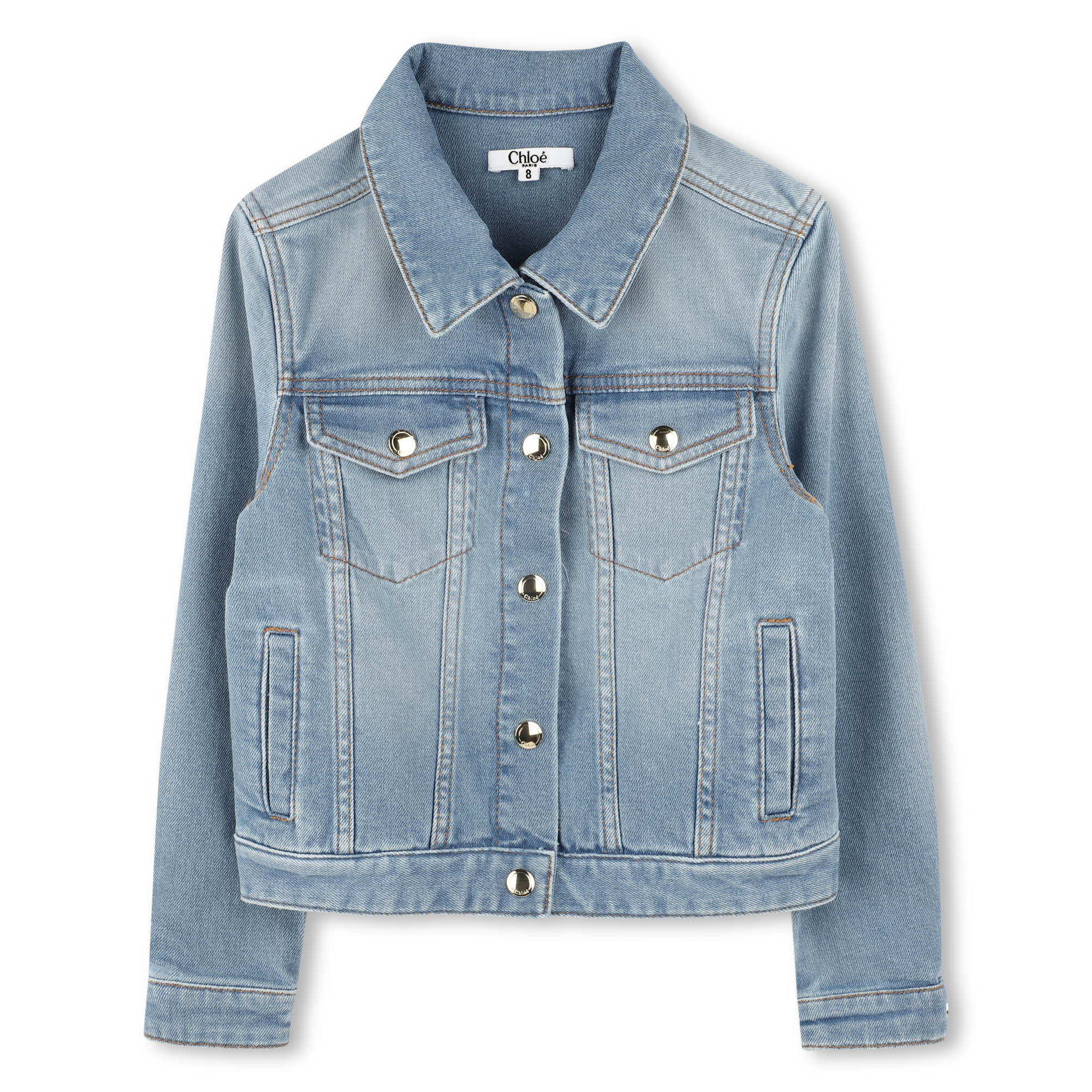 Baby Cotton Denim Jacket with Golden Trims Chloe
