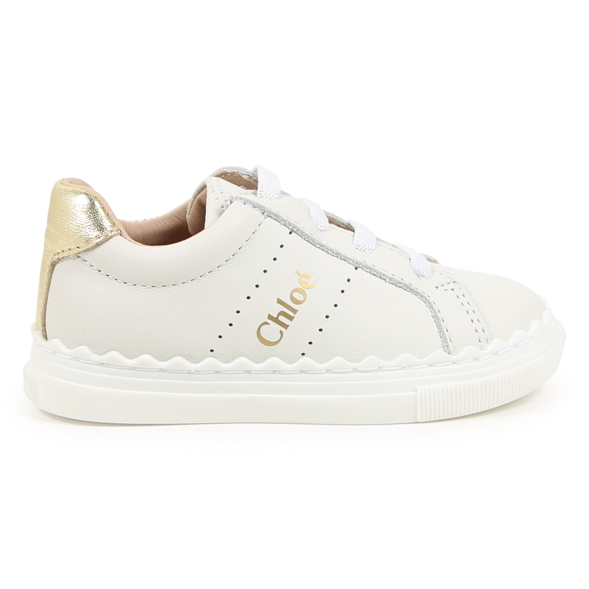 Toddler Leather Trainers with Signature scalloped Detail Chloe