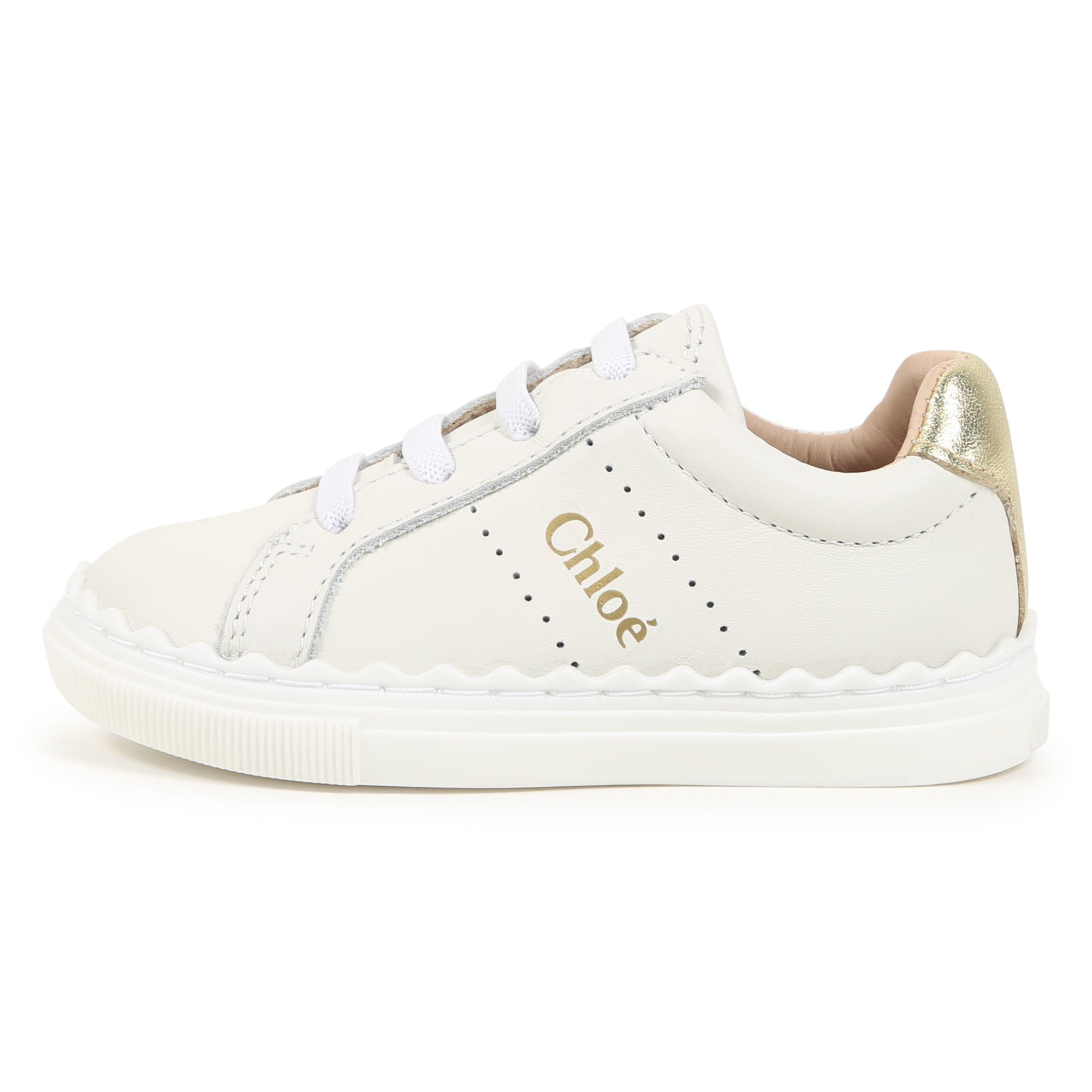 Toddler Leather Trainers with Signature scalloped Detail Chloe