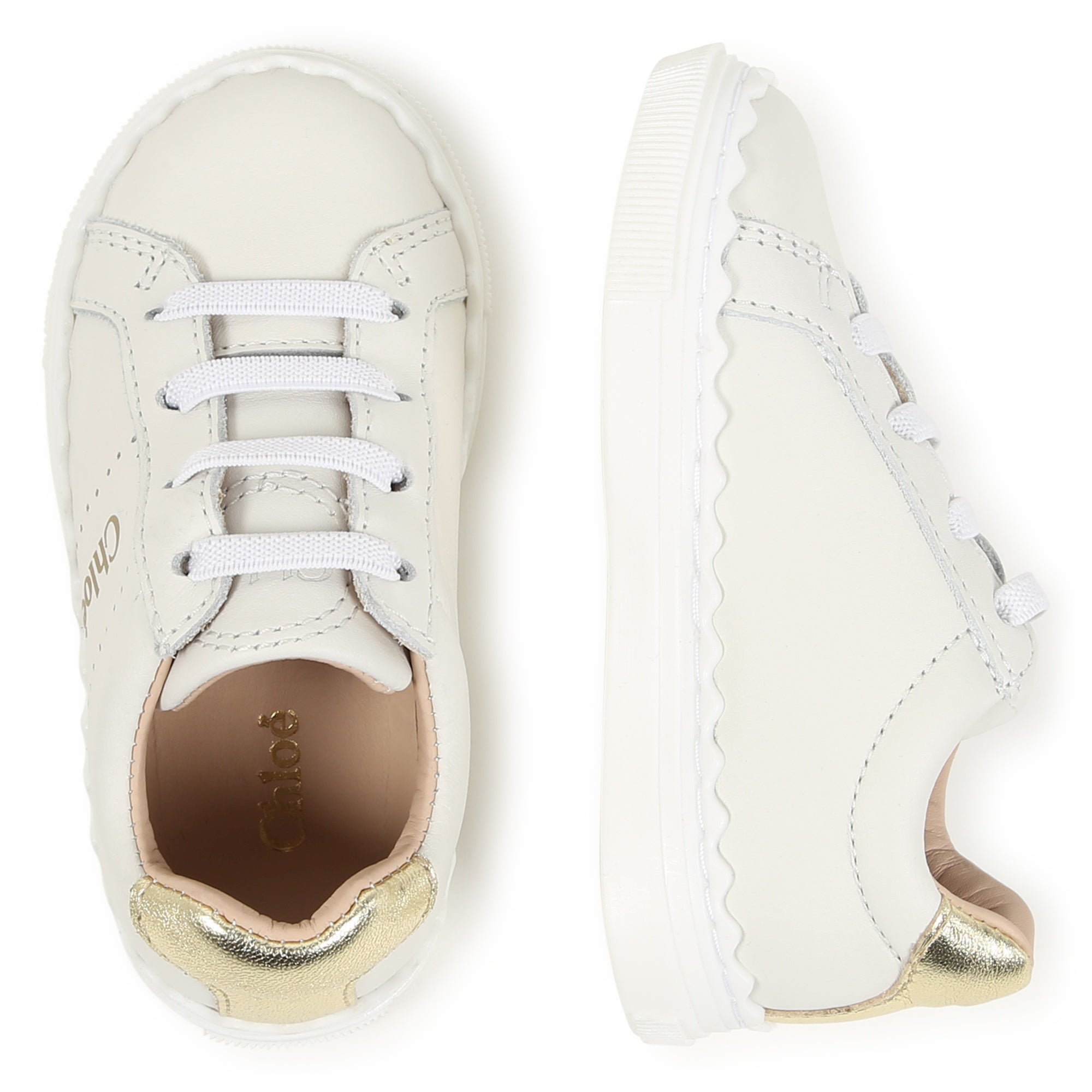 Toddler Leather Trainers with Signature scalloped Detail Chloe