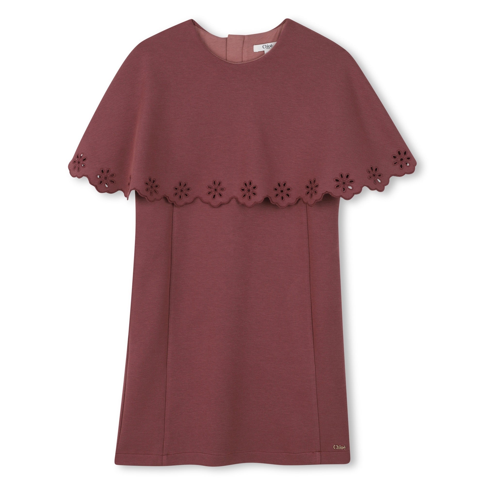Milano Dress with Embroidered Cape and Gold Logo Plate Chloe
