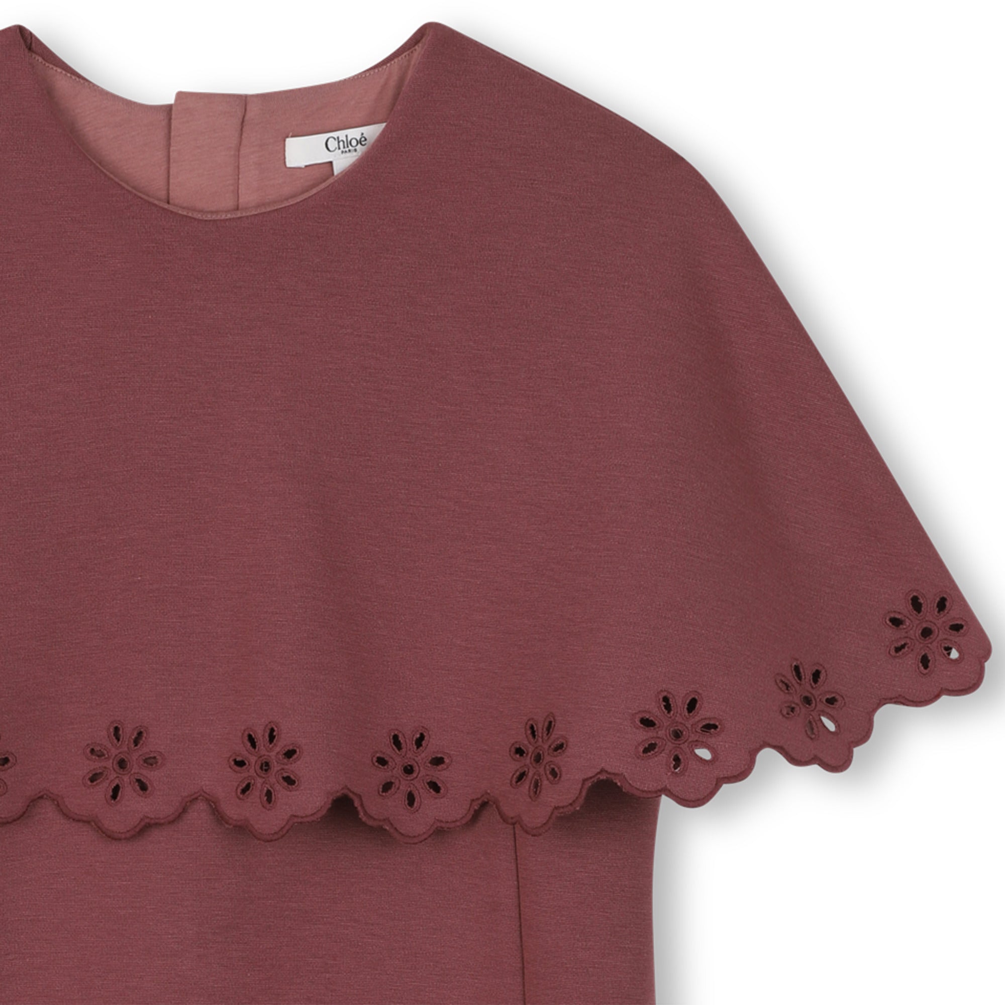 Milano Dress with Embroidered Cape and Gold Logo Plate
