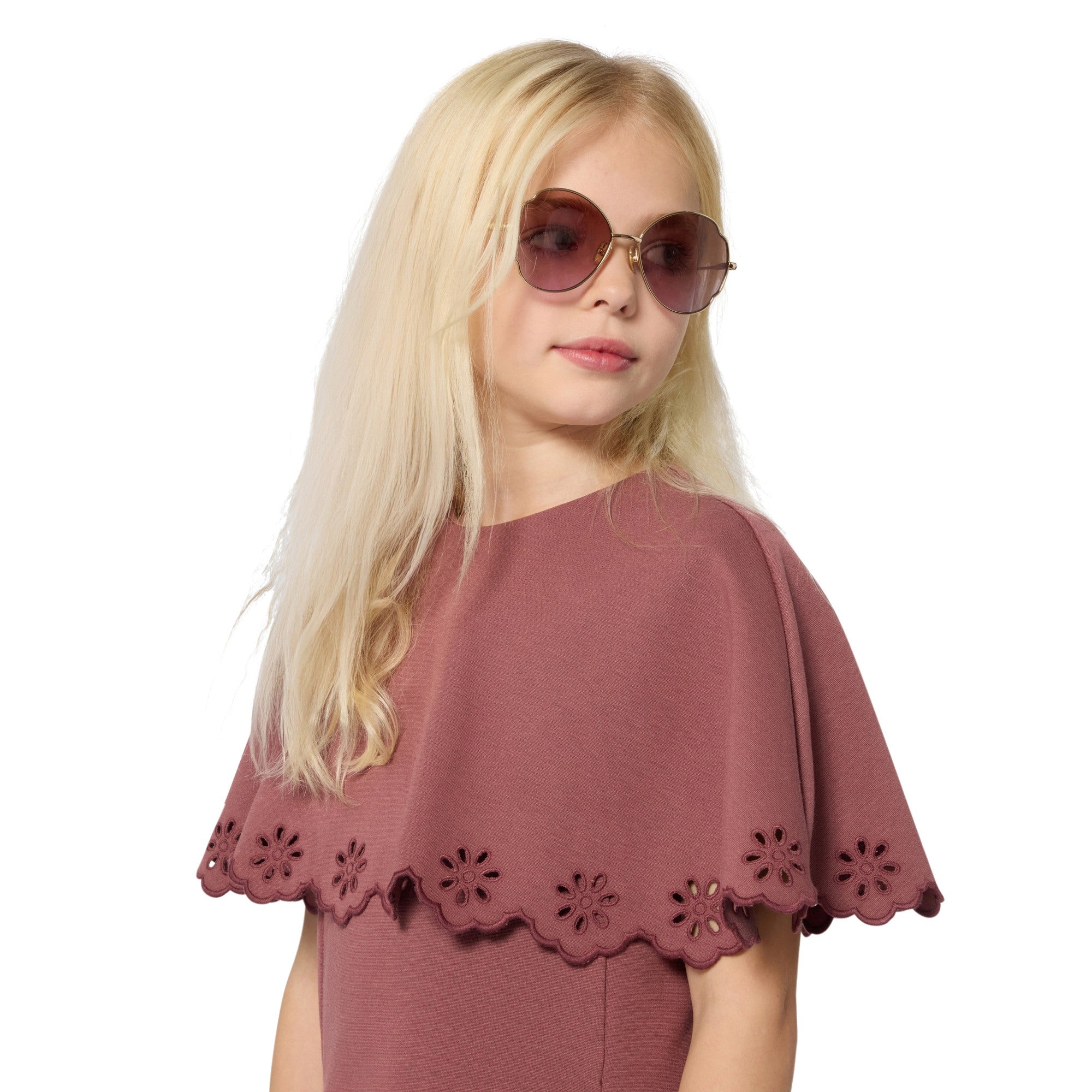 Milano Dress with Embroidered Cape and Gold Logo Plate