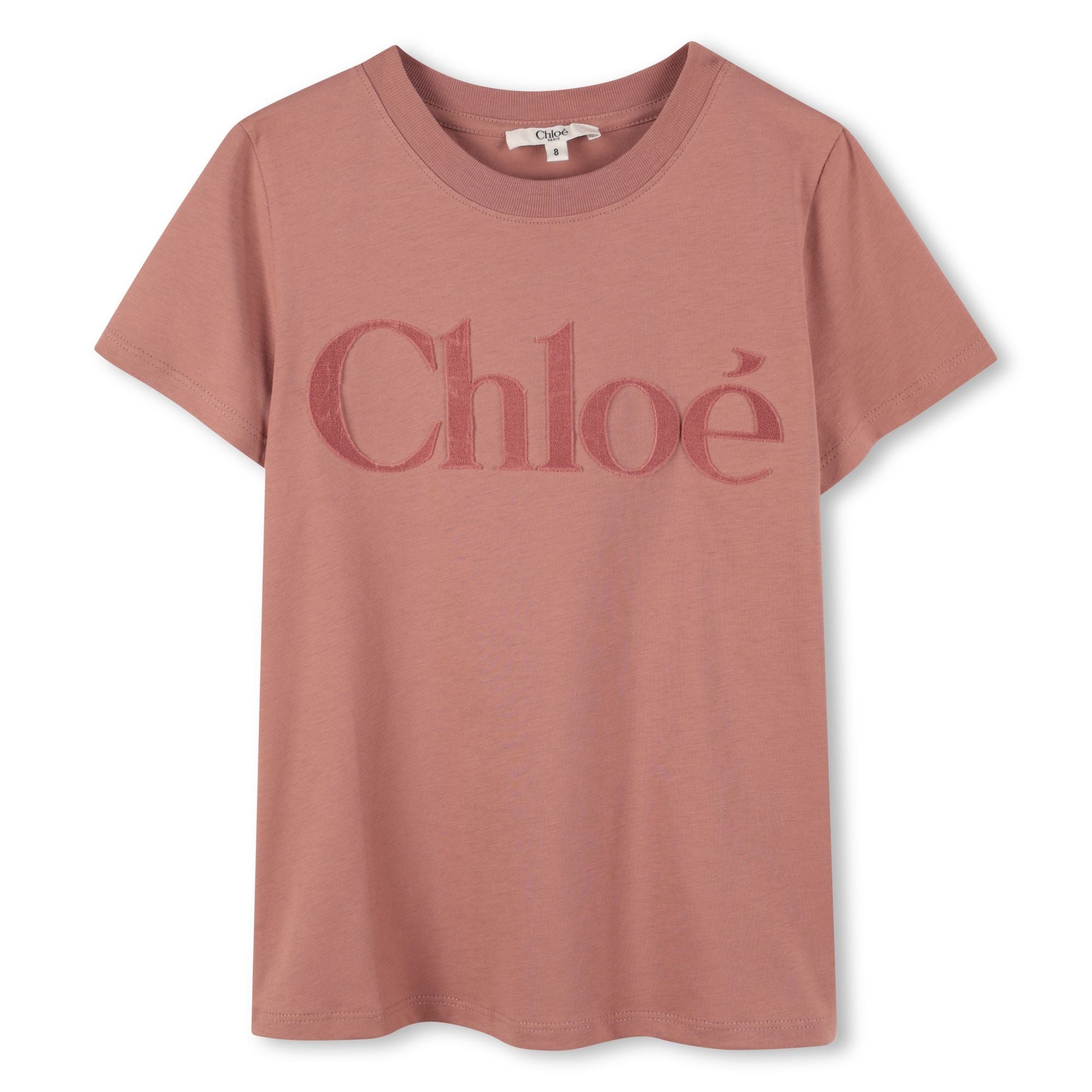 Organic Cotton Short Sleeve T-Shirt with Velvet-Effect Embroidered Logo Chloe