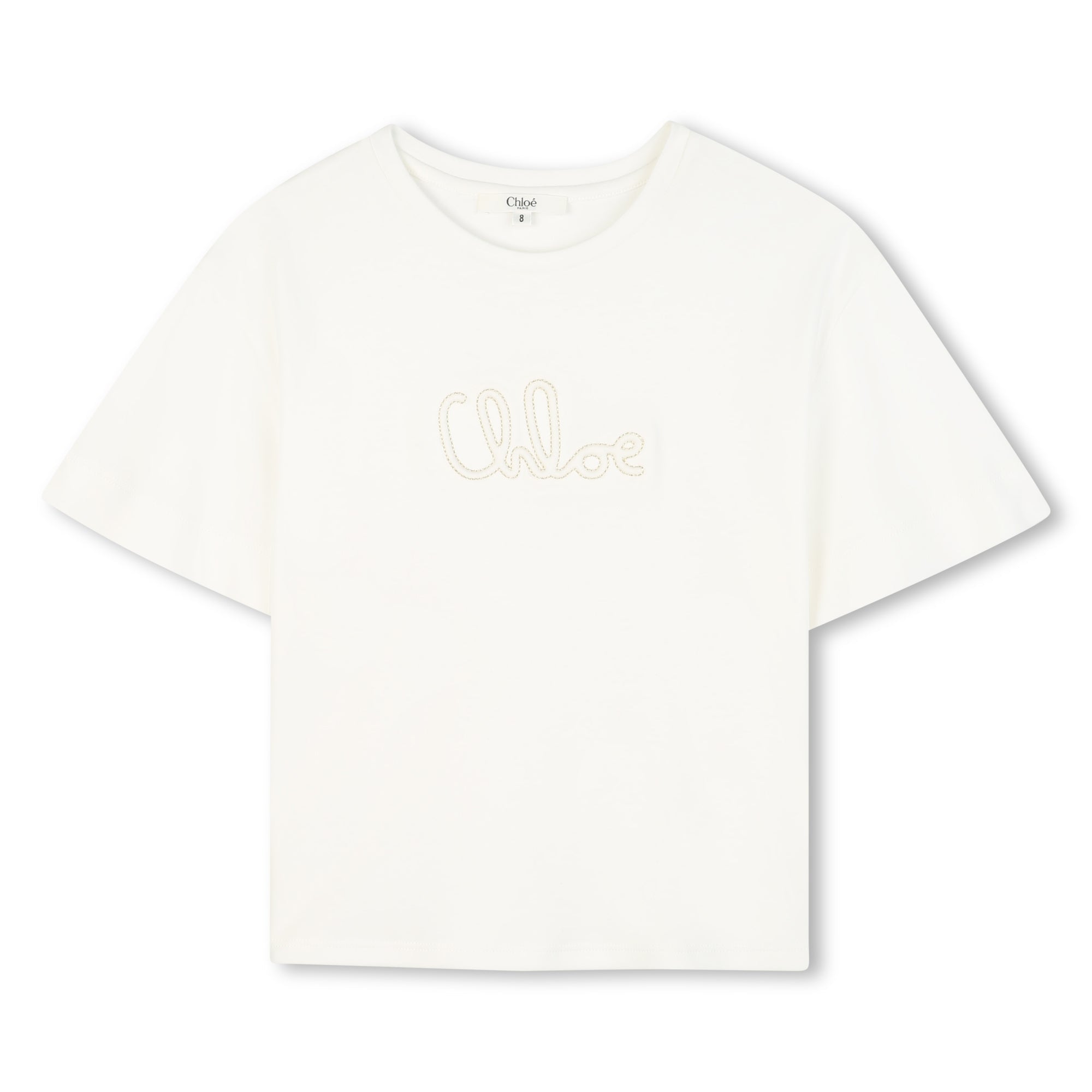 Organic Cotton Interlock Short Sleeve T-Shirt with Metallic Logo Embroidery Chloe