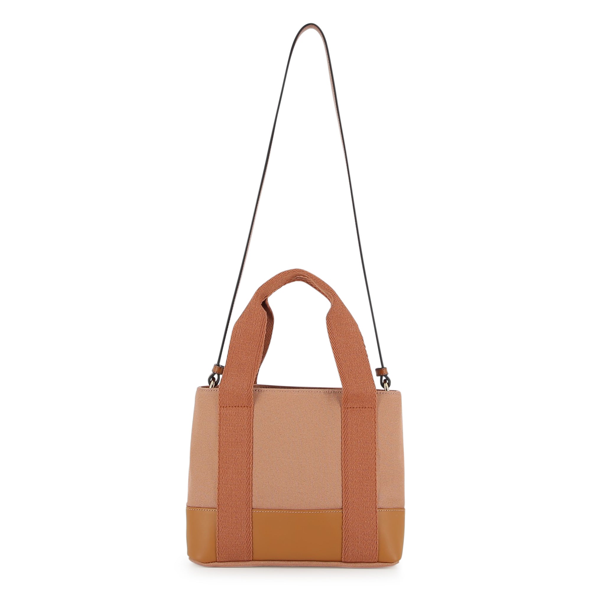 Bi-Fabric Canvas and Leather Tote Bag with Logo Detail