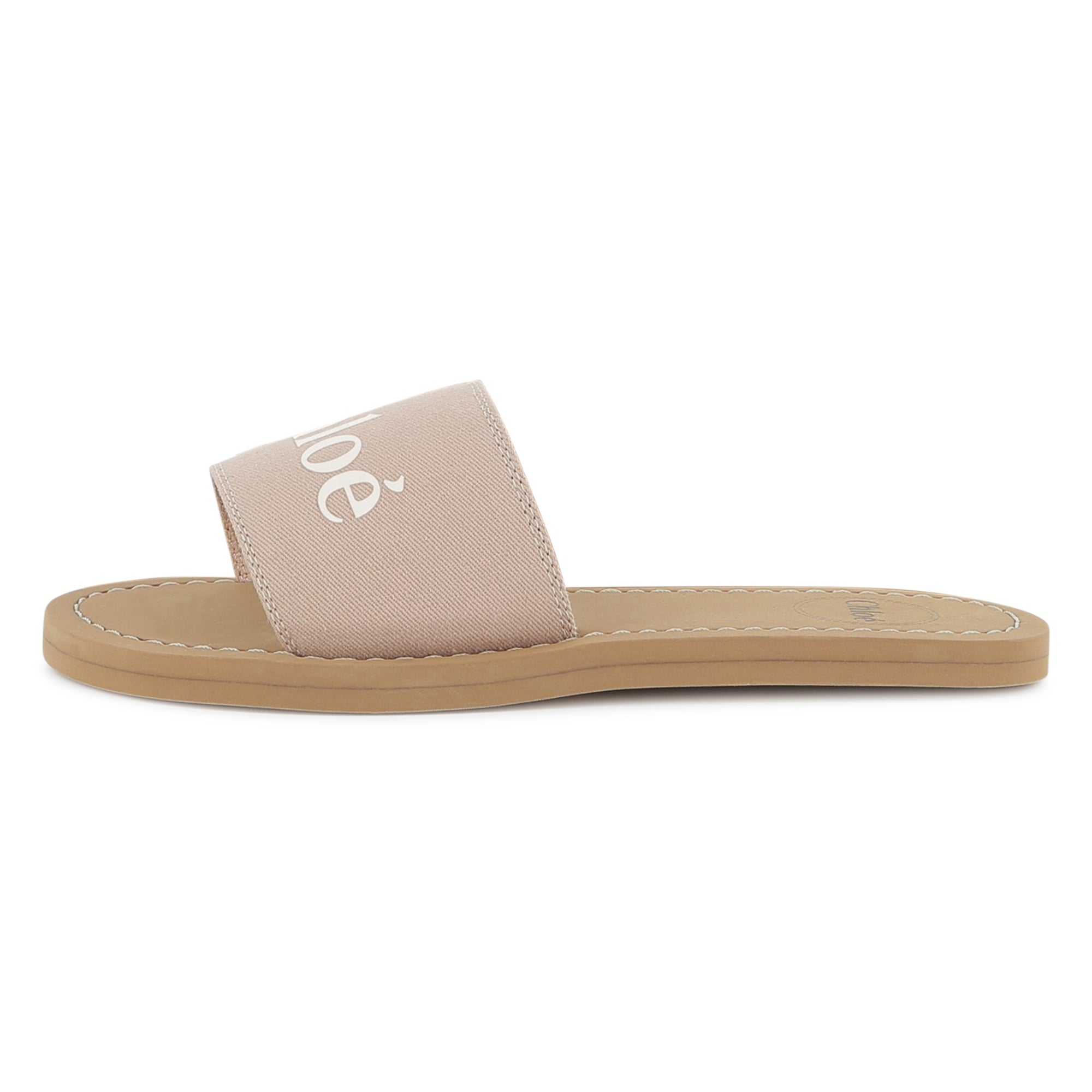 Blush Textile Slide Sandals with Logo Strap