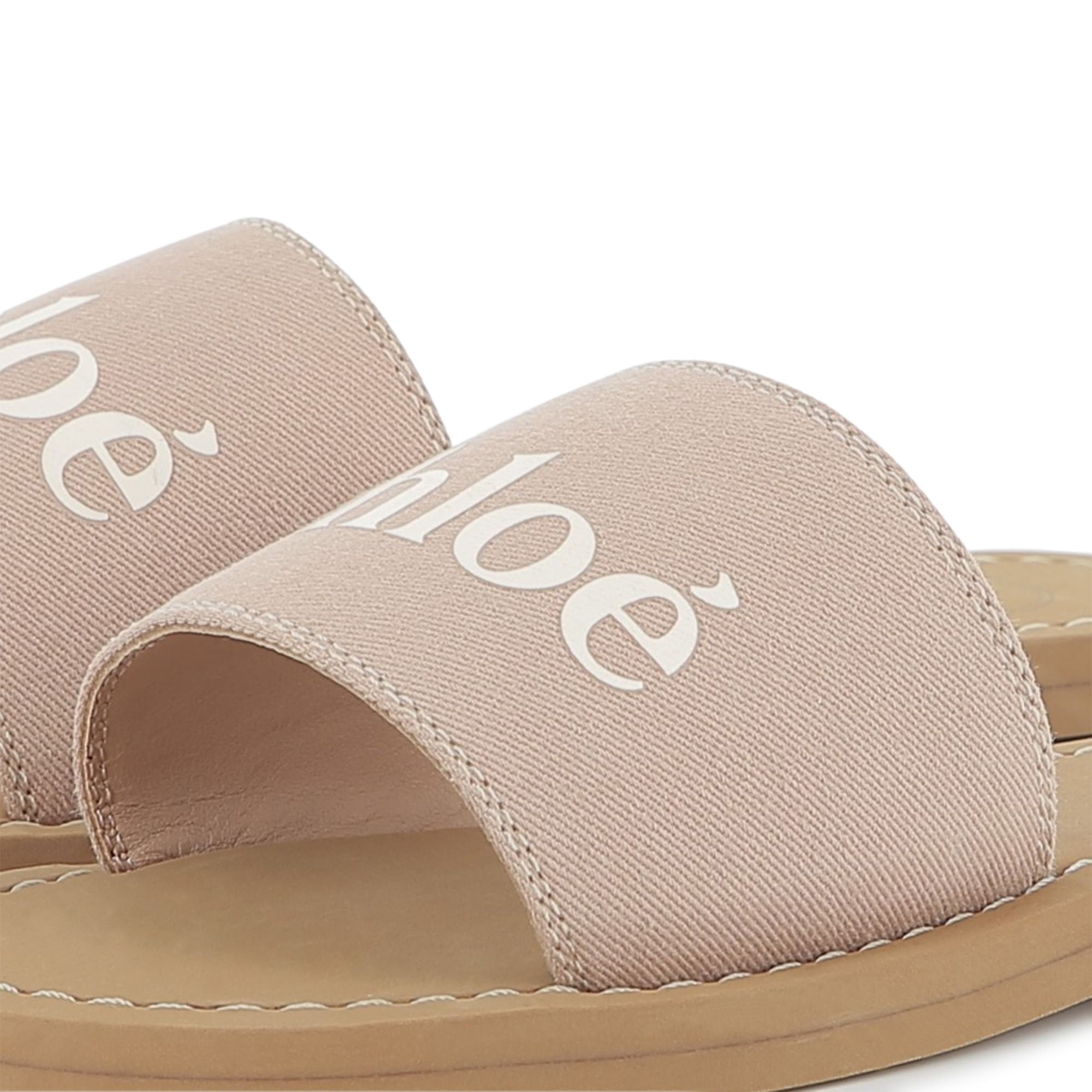 Blush Textile Slide Sandals with Logo Strap