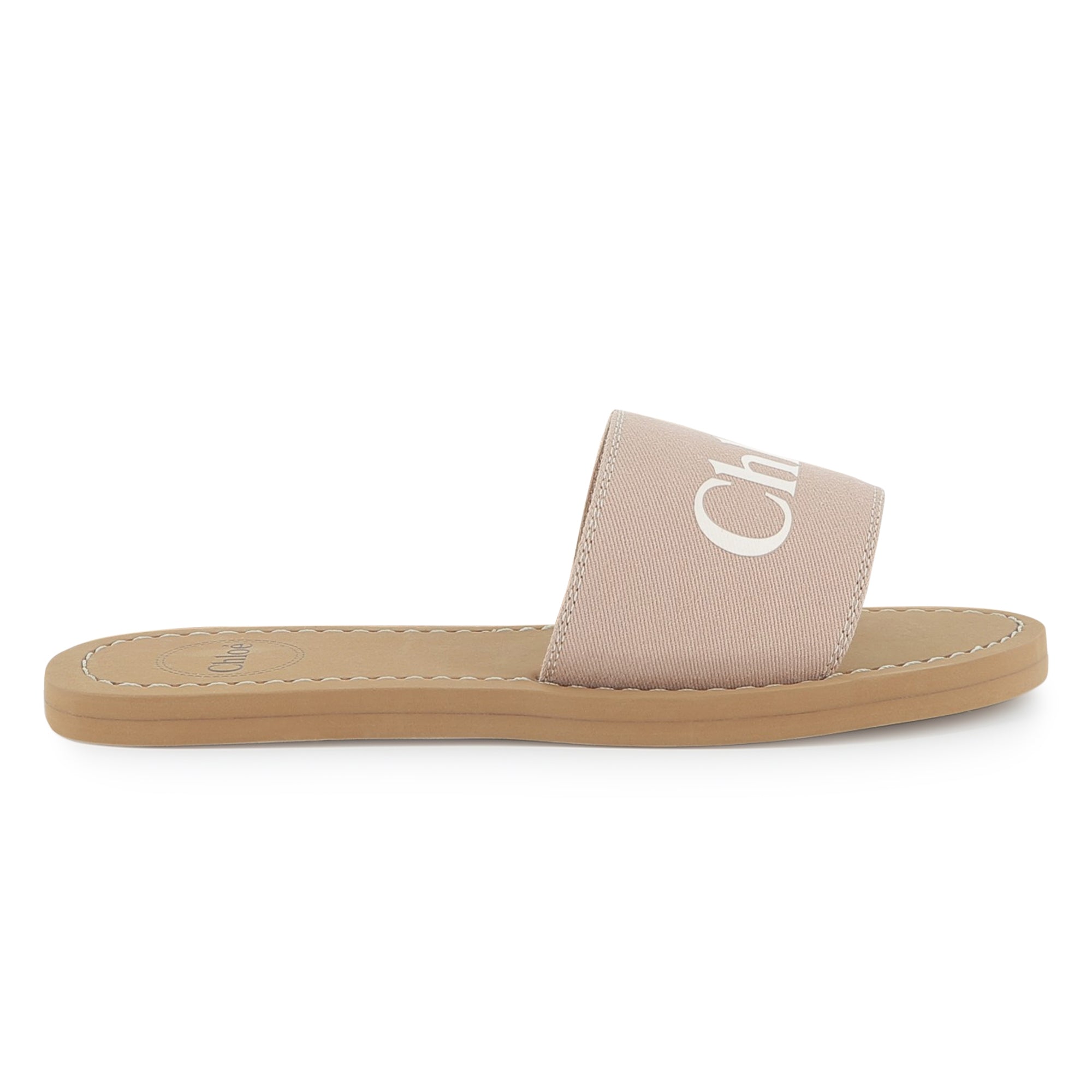 Blush Textile Slide Sandals with Logo Strap